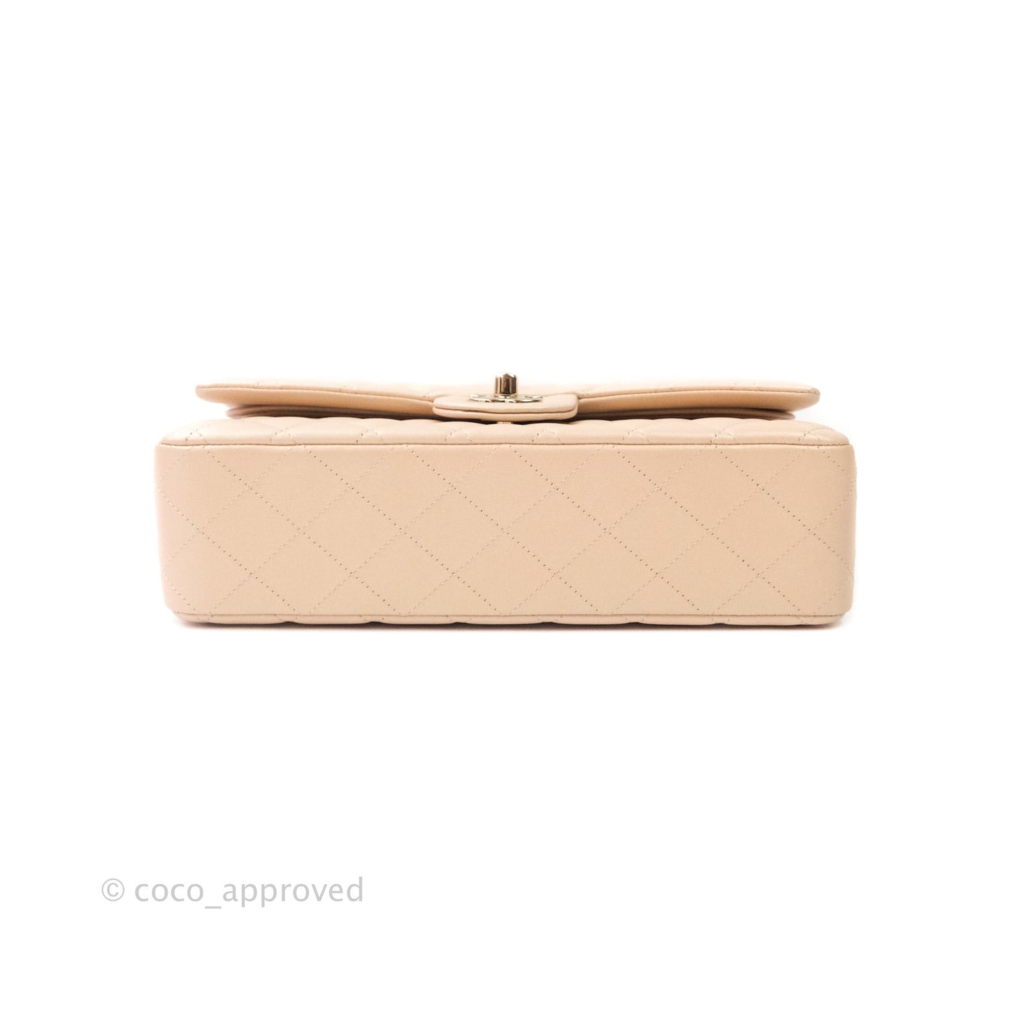 Chanel M/L Medium Double Flap Bag Iridescent Beige Calfskin Gold Hardware 21S