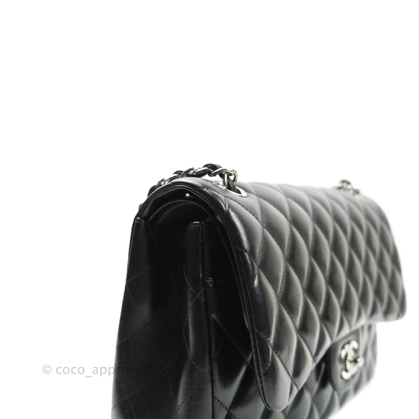 Chanel Jumbo Double Flap Bag Black Lambskin Silver Hardware⁣⁣