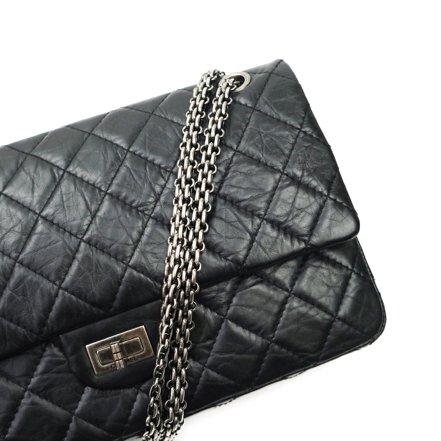 Chanel Reissue Quilted Aged Calfskin Black Ruthenium Hardware 226