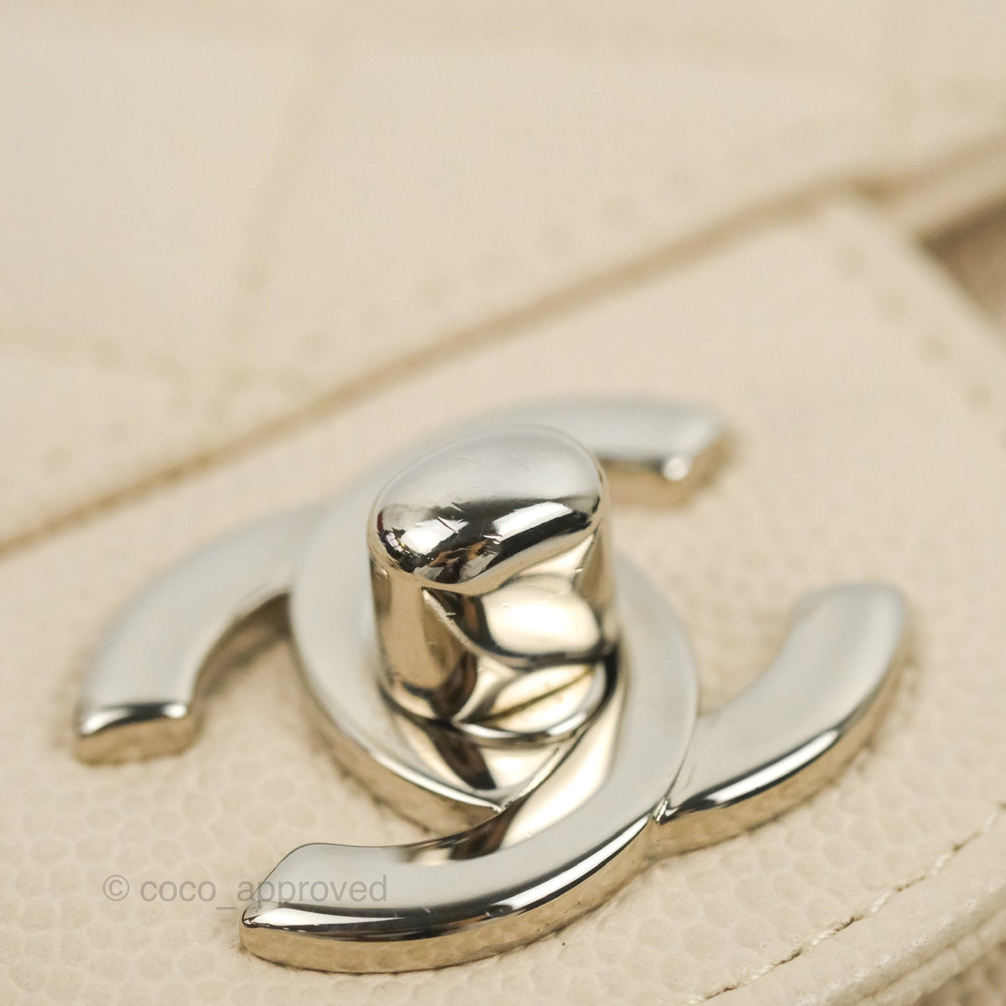 Chanel Quilted Mini Rectangular Ivory Caviar Silver Hardware