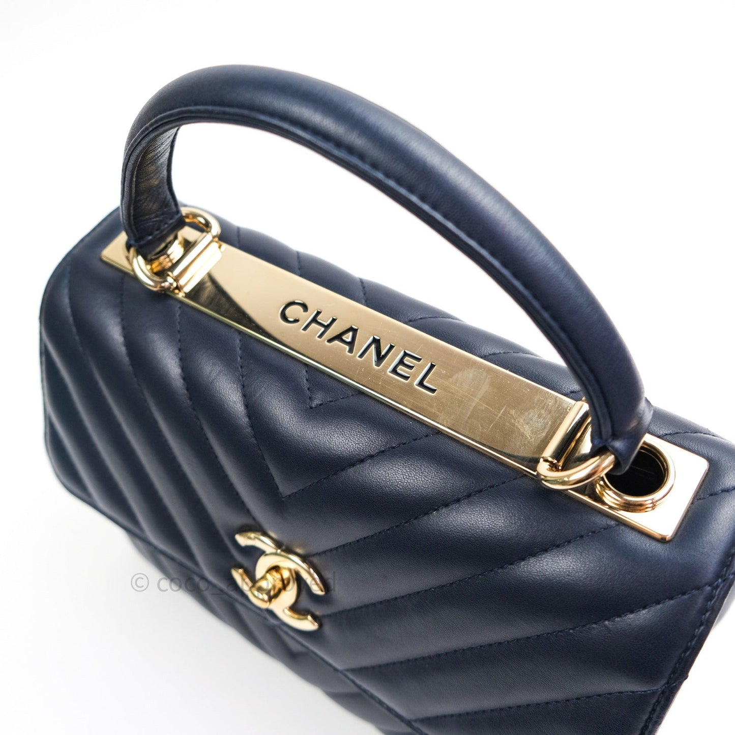 Chanel Trendy CC Small Chevron Navy Lambskin Gold Hardware