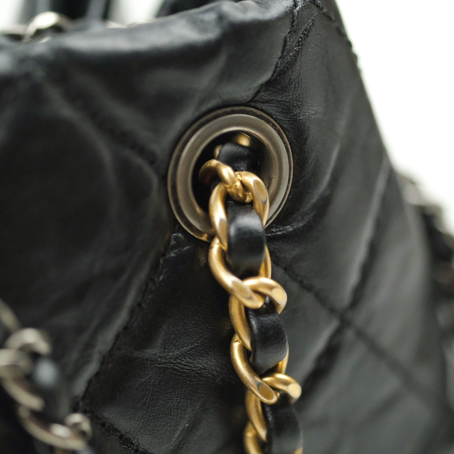 Chanel Gabrielle Backpack Black Aged Calfskin Small Black Mixed Hardware