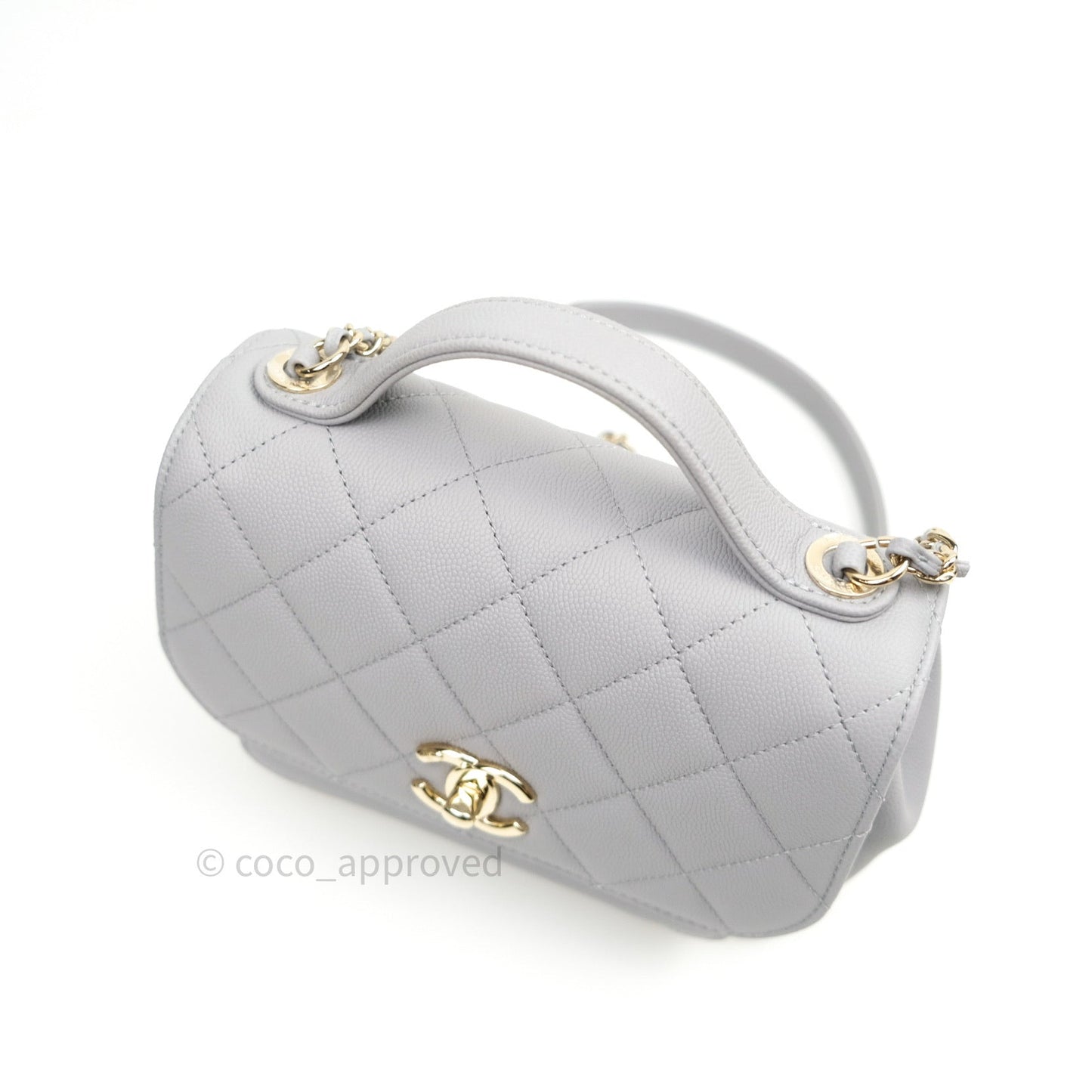 Chanel Quilted Small Business Affinity Flap Grey Caviar Light Gold Hardware