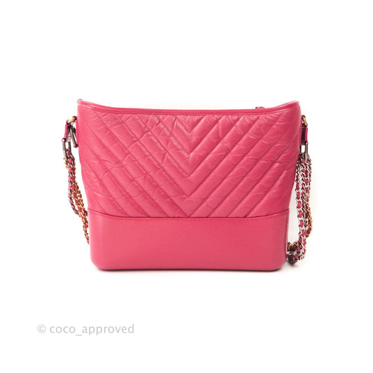 Chanel Chevron Medium Gabrielle Hobo Pink Aged Calfskin Mixed Hardware