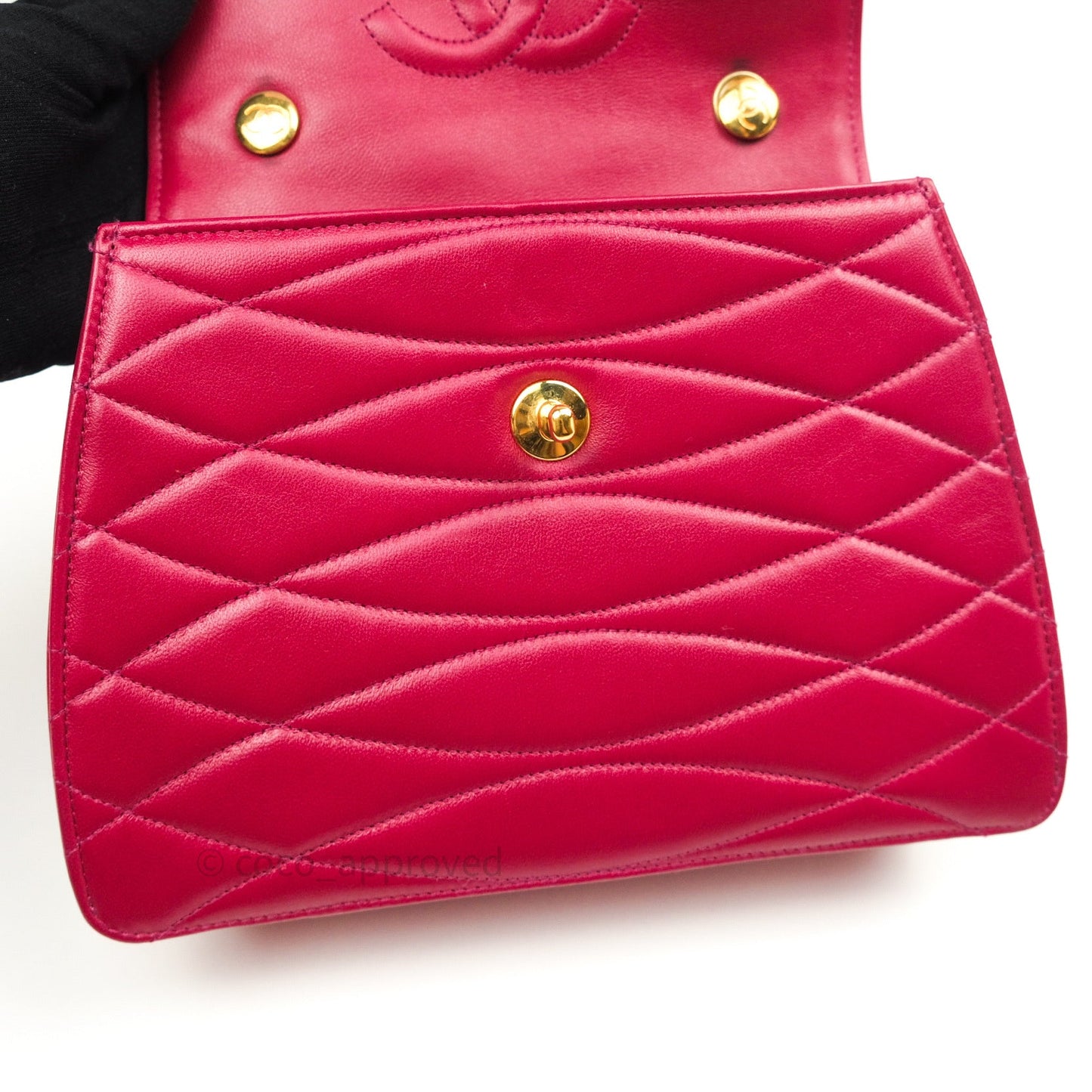 Chanel Vintage Dark Red Pink Lambskin 24K Gold Hardware