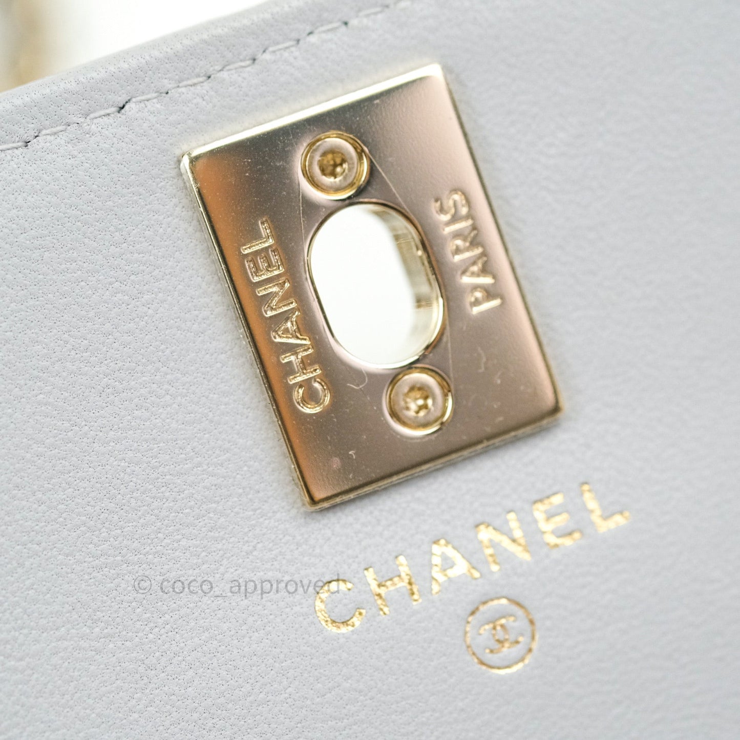 Chanel Mini Trendy CC Wallet On Chain WOC Lambskin Chevron Grey Gold Hardware