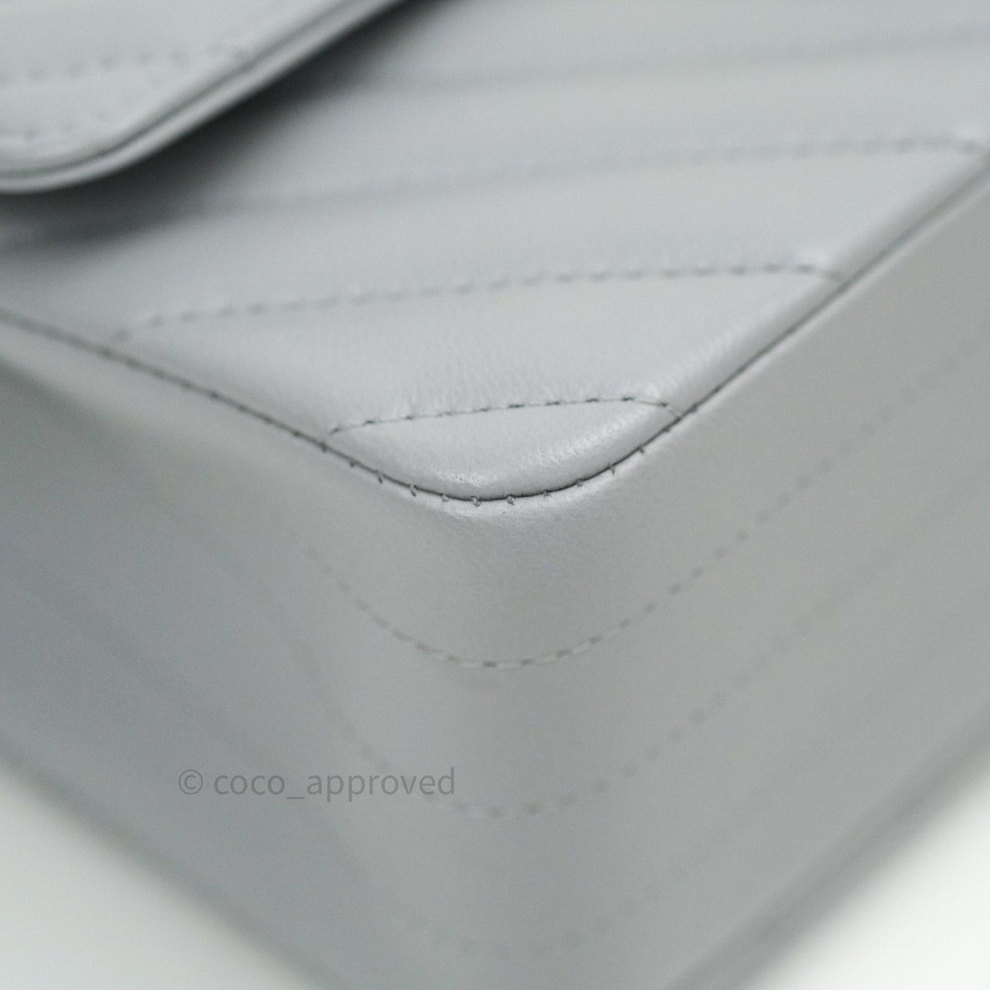 Chanel Quilted Mini Rectangular Grey Lambskin Gold Hardware