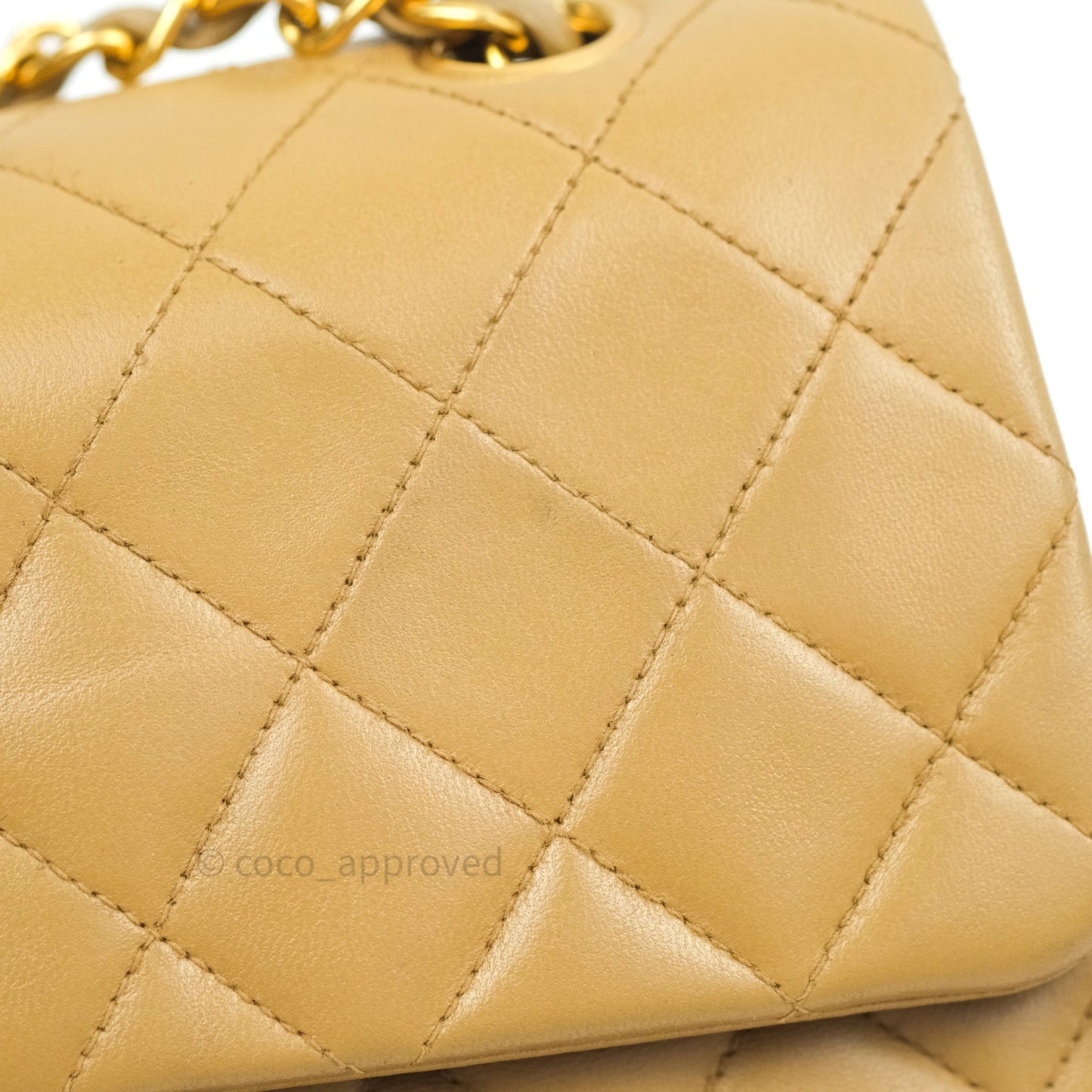 Chanel Classic Vintage Small S/M Flap Beige Lambskin 24K Gold Hardware