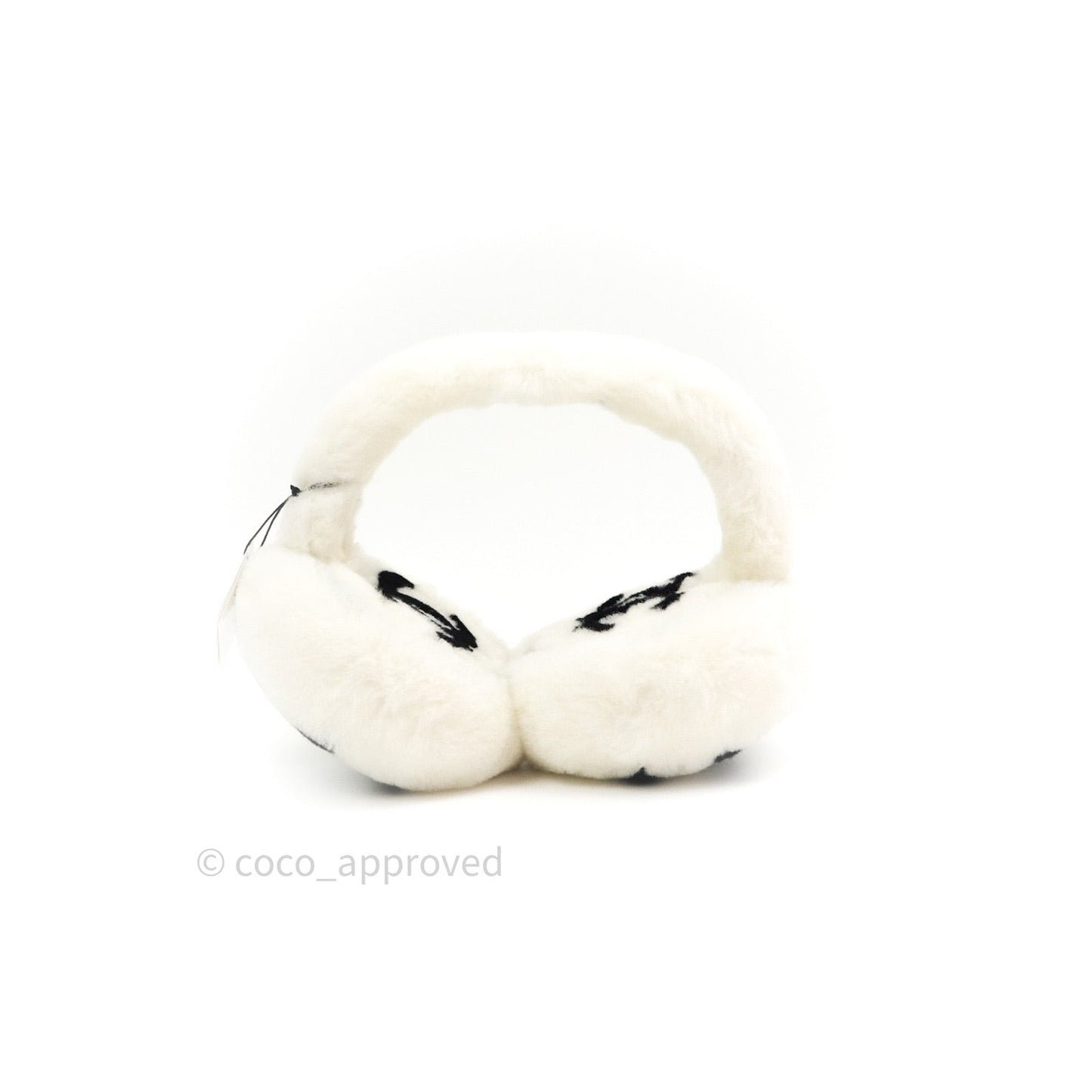 Chanel Shearling Cashmere Ivory Black Earmuffs