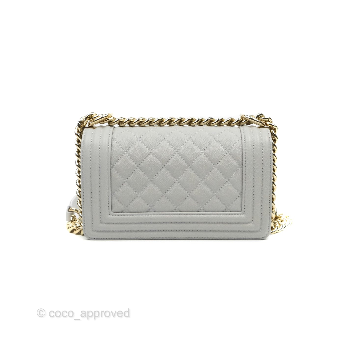 Chanel Small Boy Grey Caviar Gold Hardware