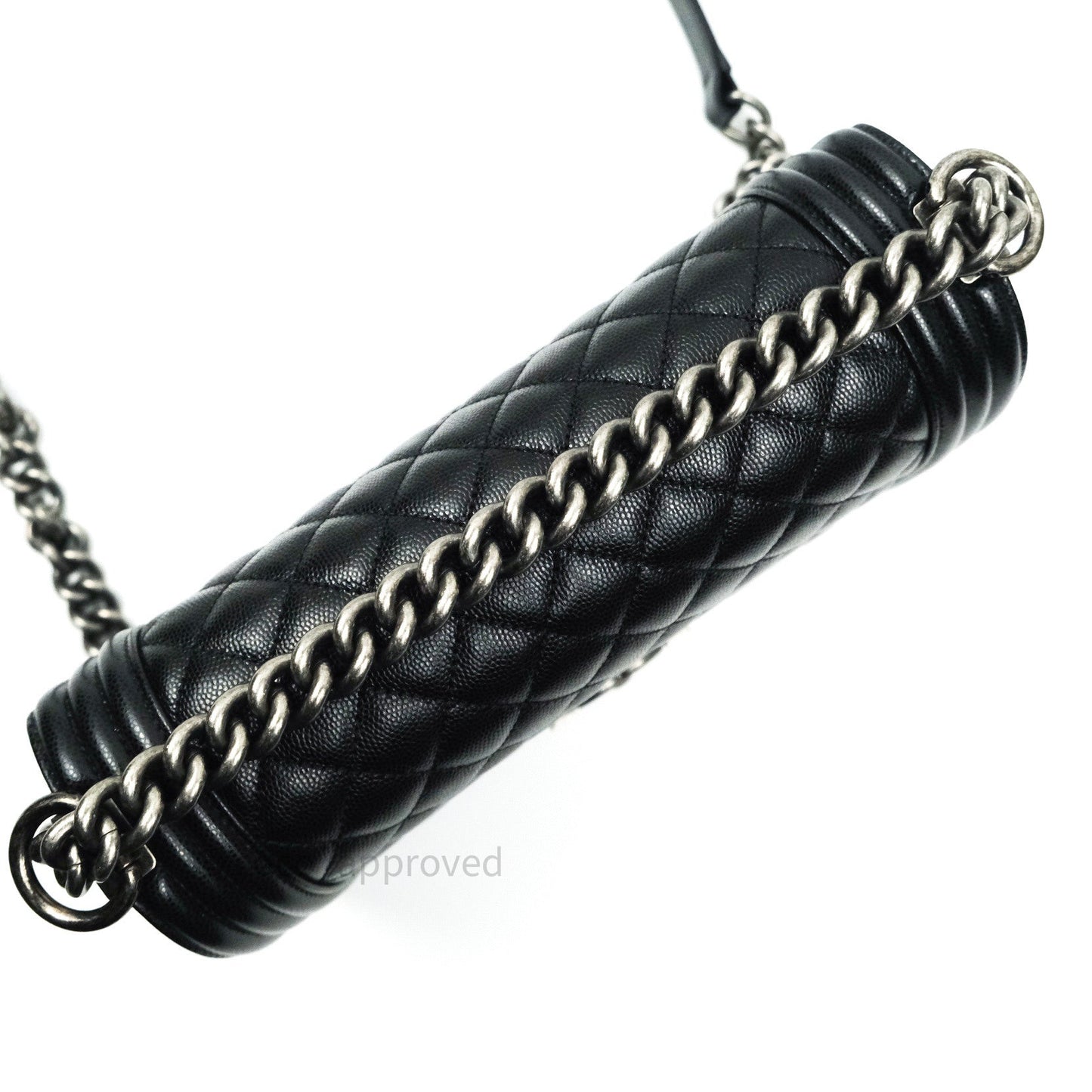 Chanel Boy Quilted Medium Black Caviar Ruthenium Hardware