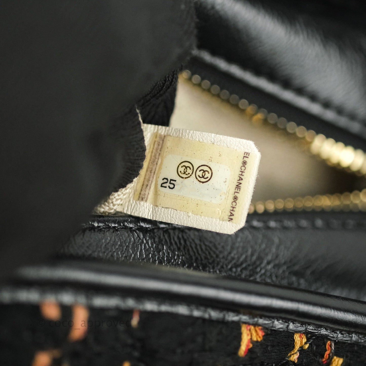 Chanel Medium Gabrielle Tweed Beige Black Calfskin