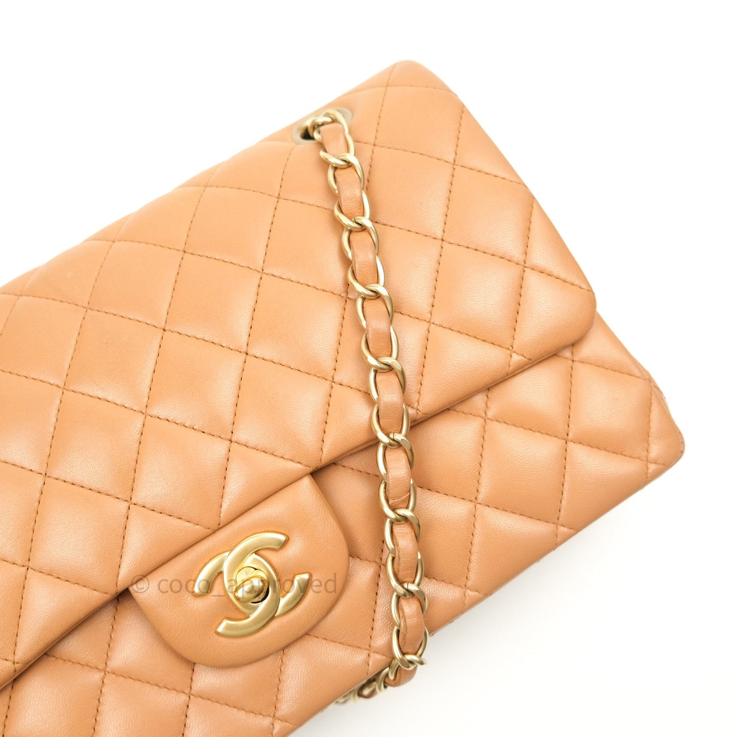 Chanel Classic M/L Beige Lambskin Gold Hardware