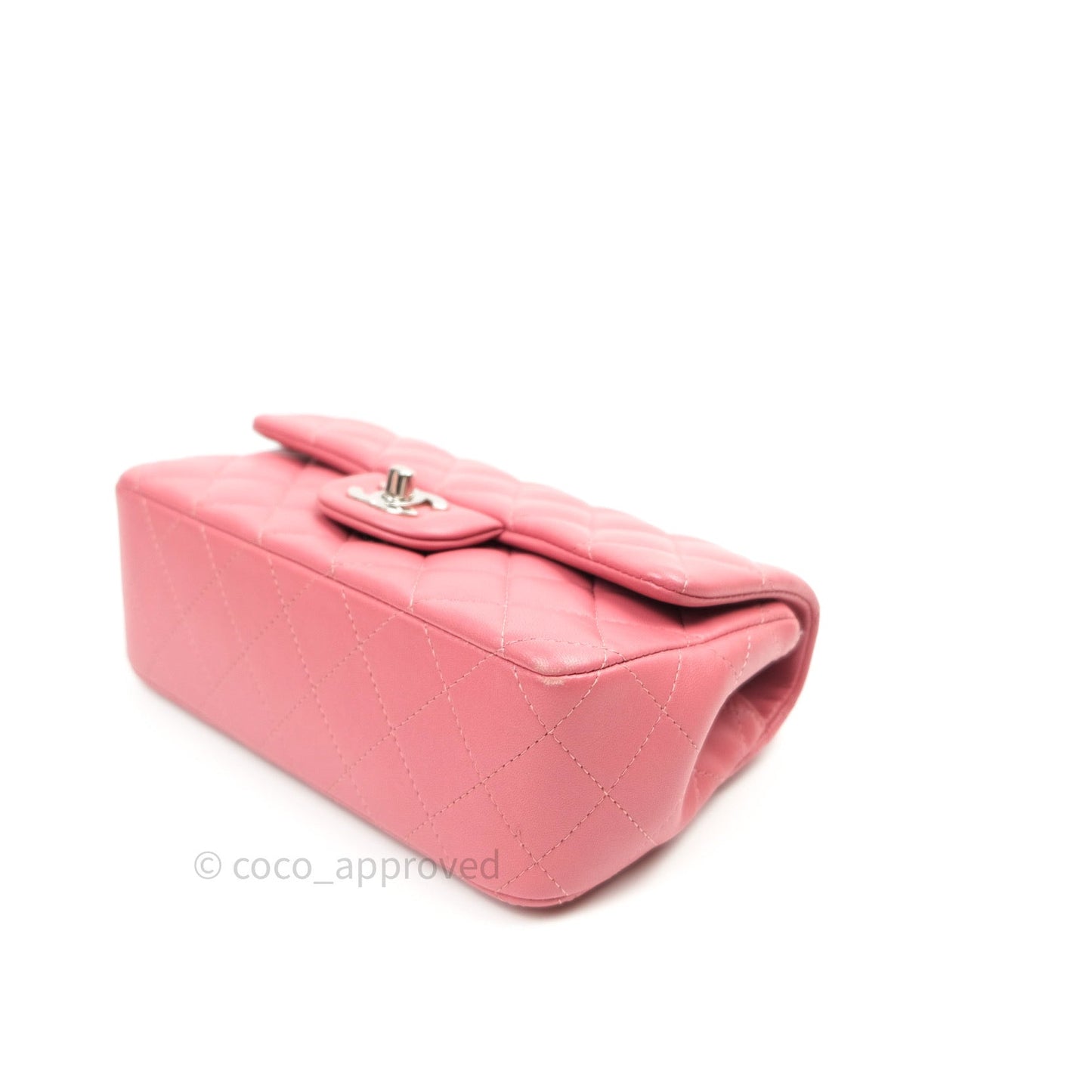 Chanel Quilted Mini Rectangular Pink Lambskin Silver Hardware
