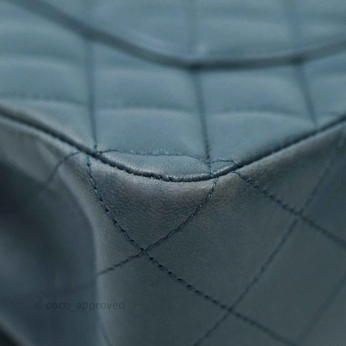 Chanel Classic M/L Medium Double Flap Blue Silver Hardware