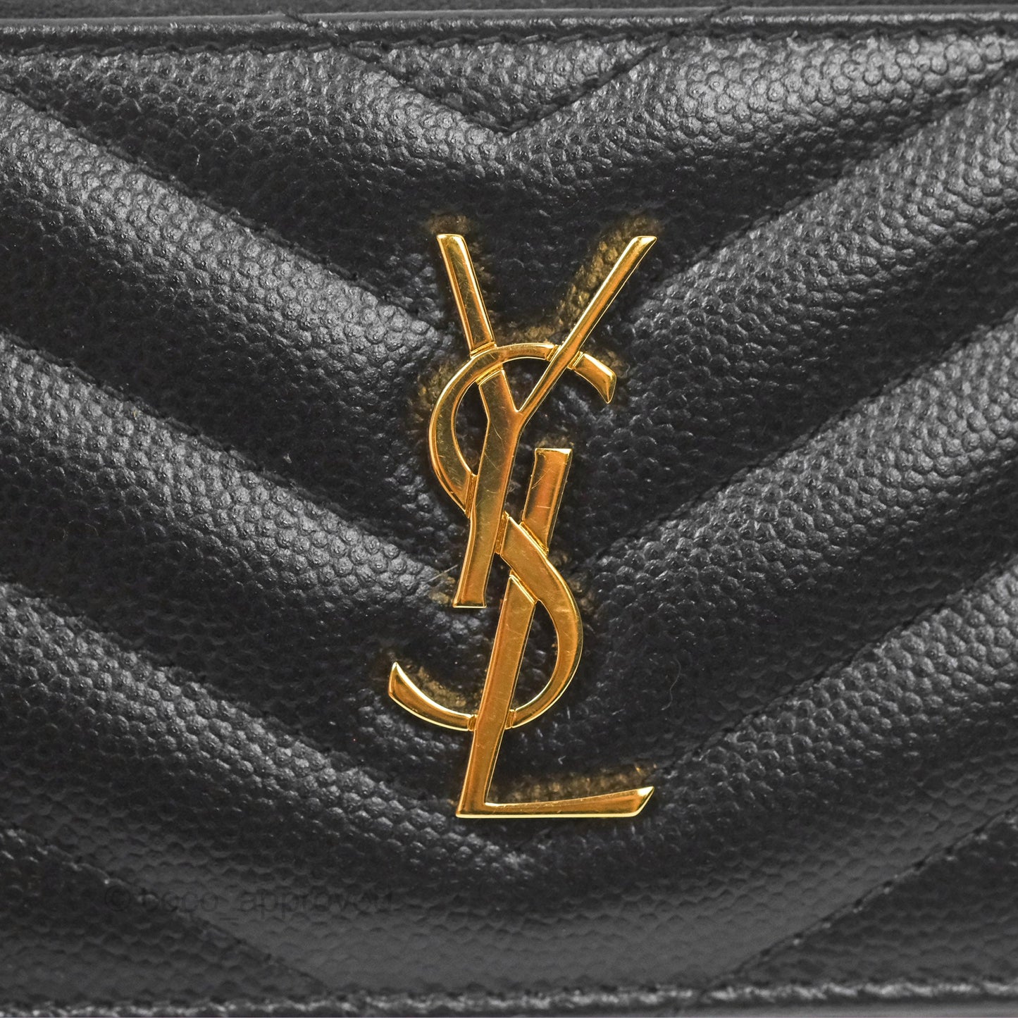 Saint Laurent Cassandre Matelasse Fragments Zipped Card Case Black Grain De Poudre