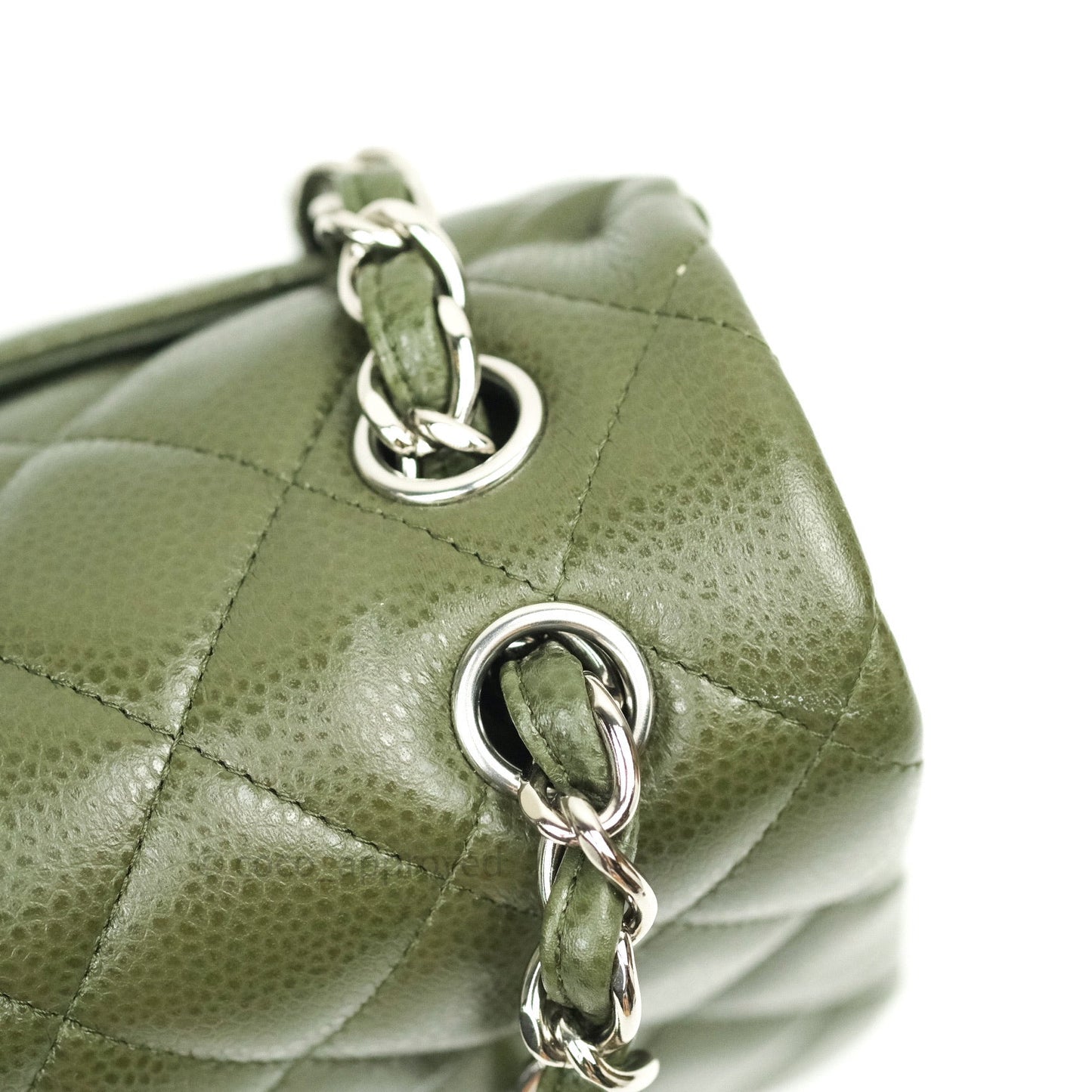 Chanel Classic Jumbo Double Flap Quilted Green Caviar Silver Hardware⁣⁣