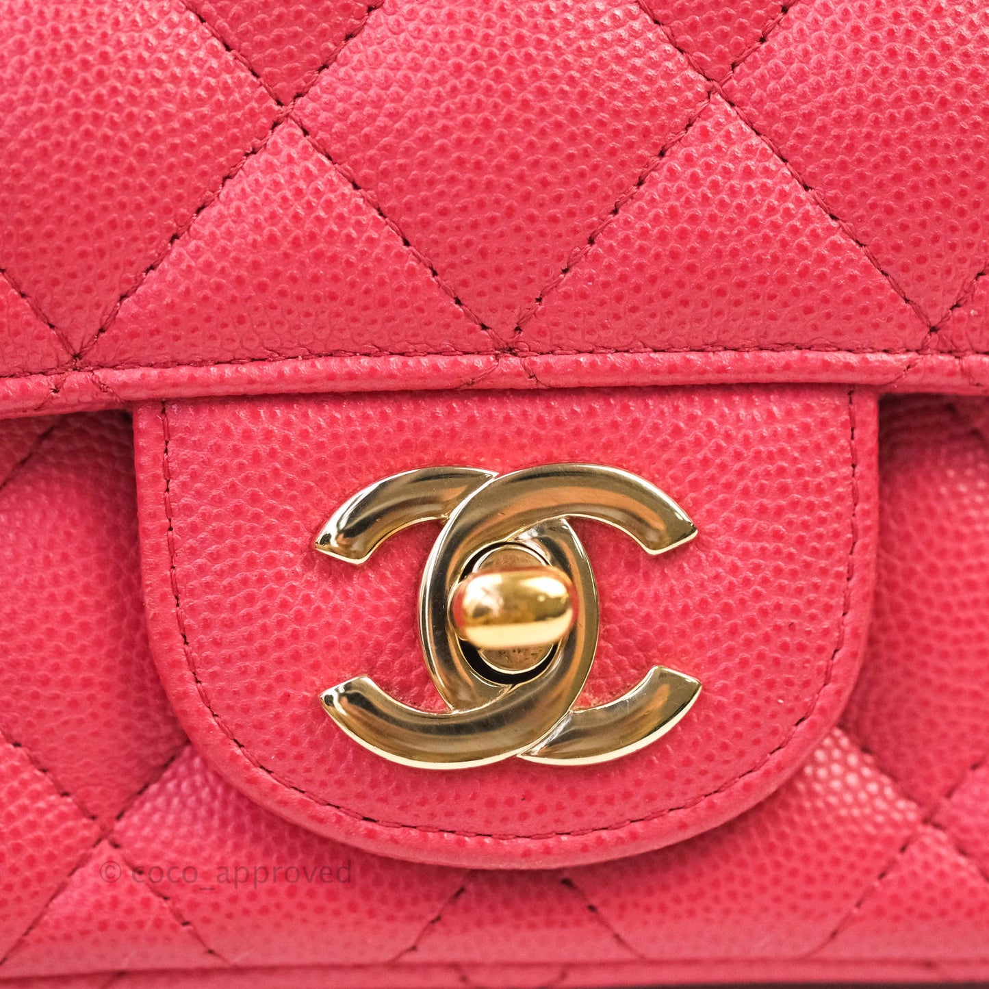 Chanel Quilted Mini Square Iridescent Pink Caviar Gold Hardware 17C