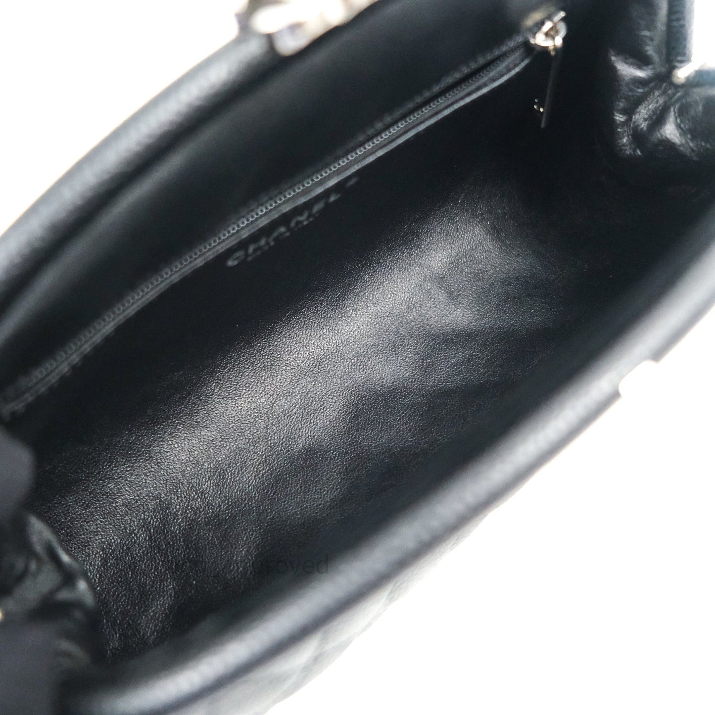 Chanel Quilted Timeless Kisslock Clutch Black Caviar Silver Hardware