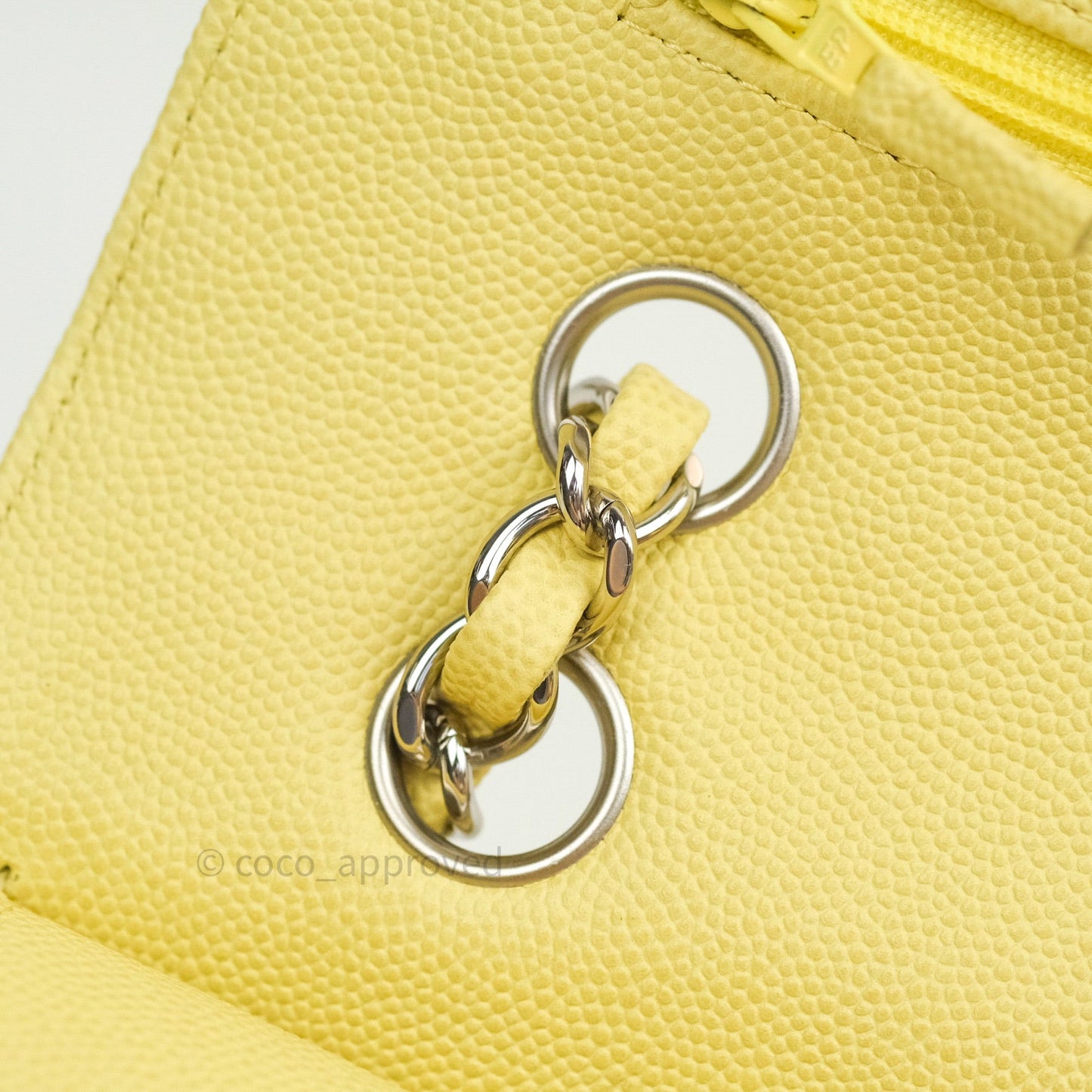 Chanel Classic M/L Medium Double Flap Bag Light Yellow Caviar Silver Hardware