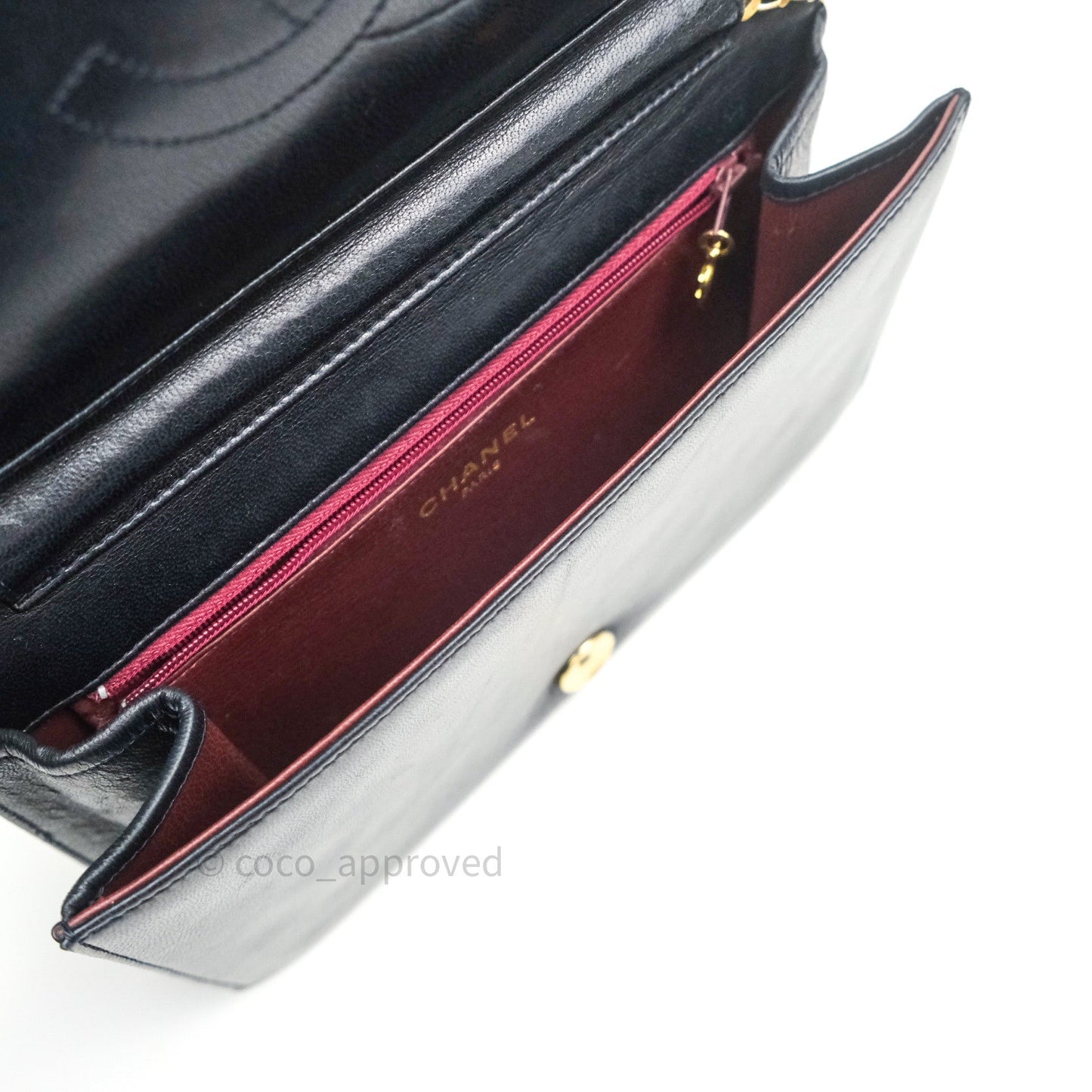 Chanel Vintage Medium Full Flap Black Lambskin 24K Gold Hardware