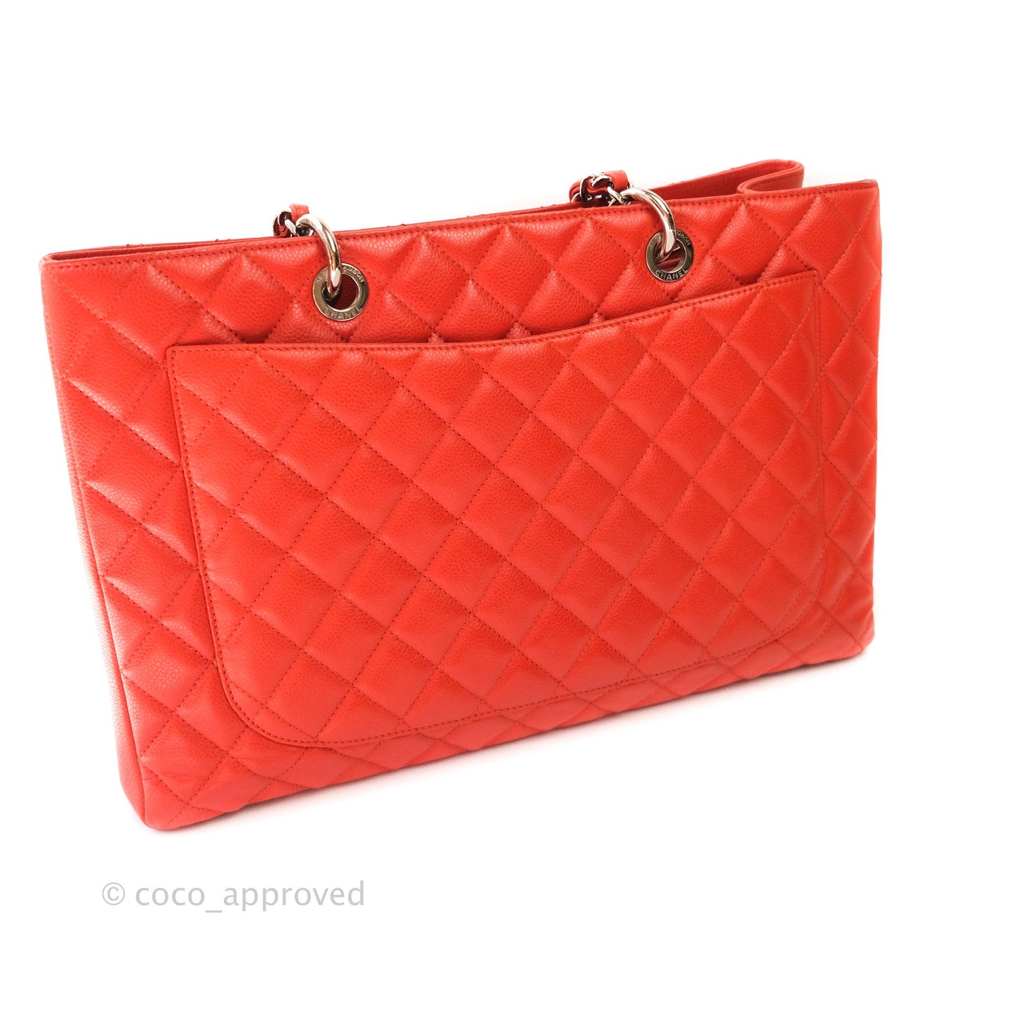 Chanel XL Grand Shopping Tote GST Red Caviar Silver Hardware