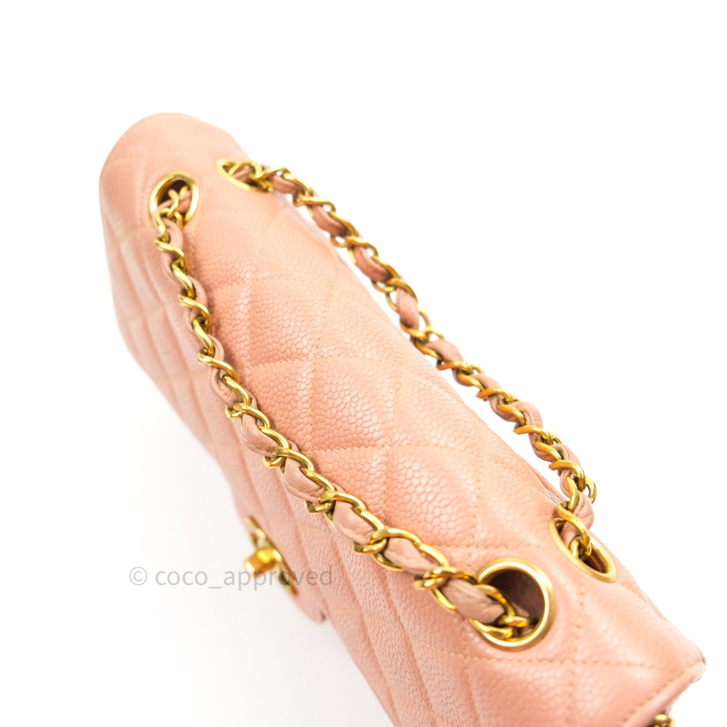 Chanel Vintage Classic Double Flap S/M Small Peach Beige 24K Gold Hardware