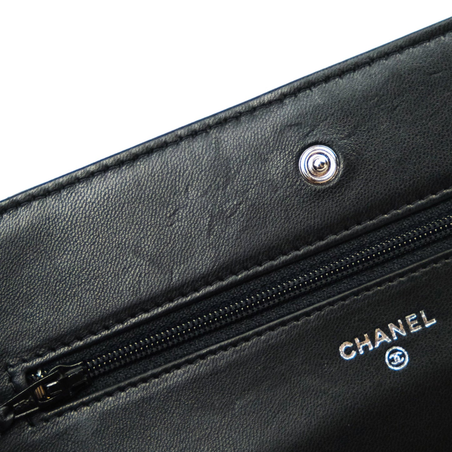 Chanel Quilted Wallet on Chain WOC Black Lambskin Beige Hardware