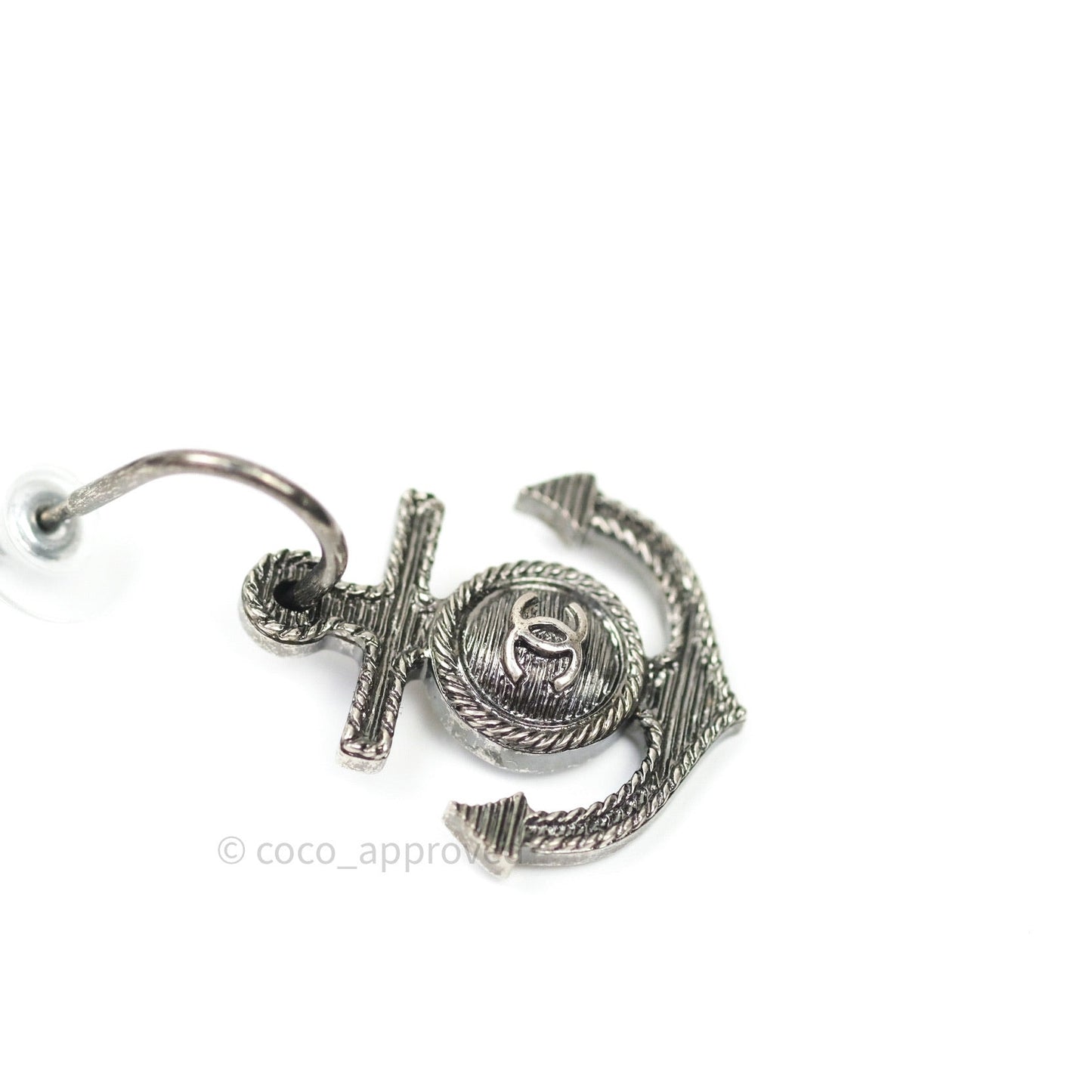 Chanel Anchor CC Earrings Ruthenium