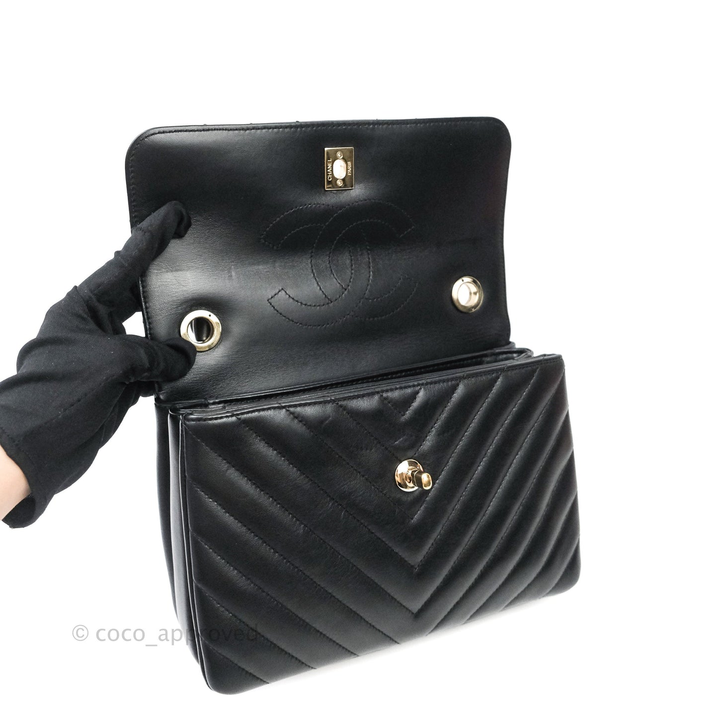 Chanel Trendy CC Chevron Small Black Lambskin Gold Hardware