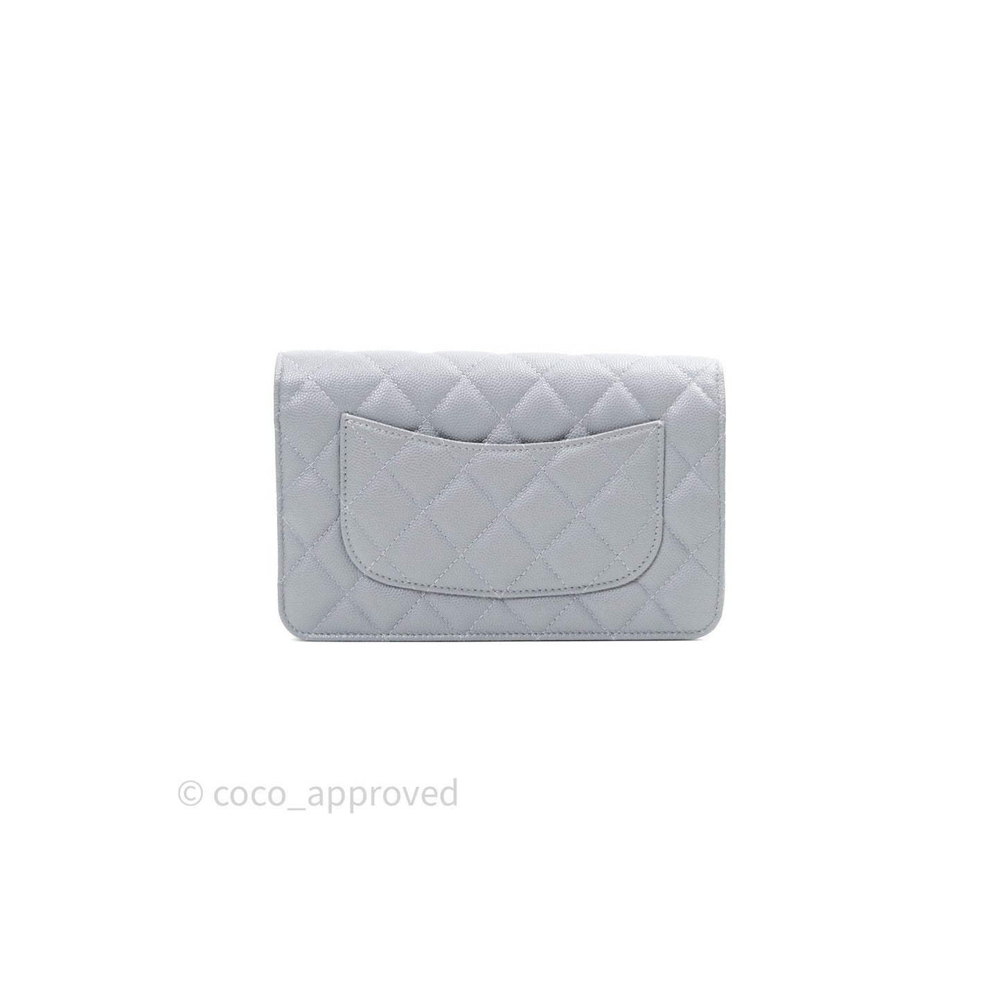 Chanel Caviar Quilted Wallet on Chain WOC Grey Light Gold Hardware 20C