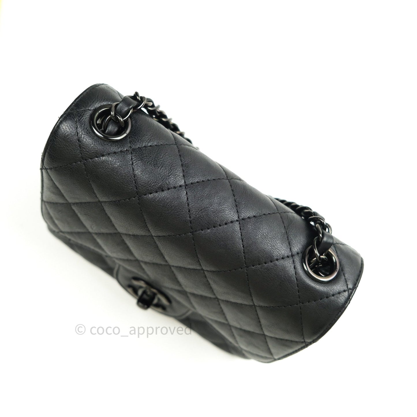 Chanel Quilted Mini Square Flap So Black Crumpled Calfskin