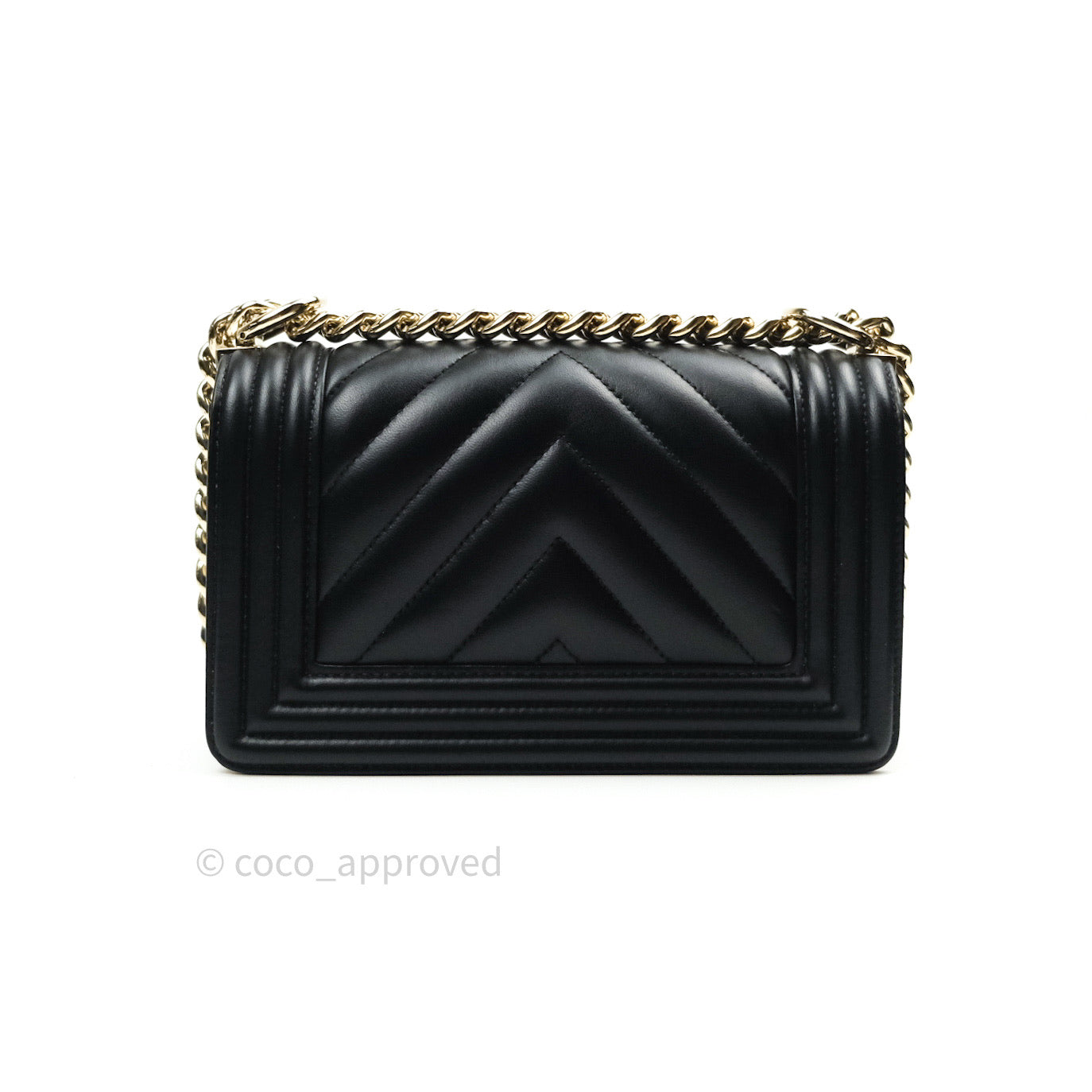 Chanel Small Boy Chevron Black Lambskin Gold Hardware