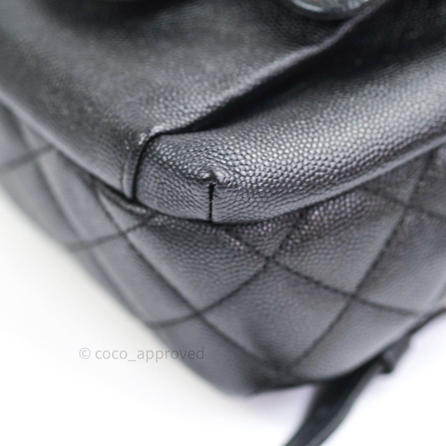 Chanel Quilted Small CC Day Backpack Black Caviar Light Gold Hardware
