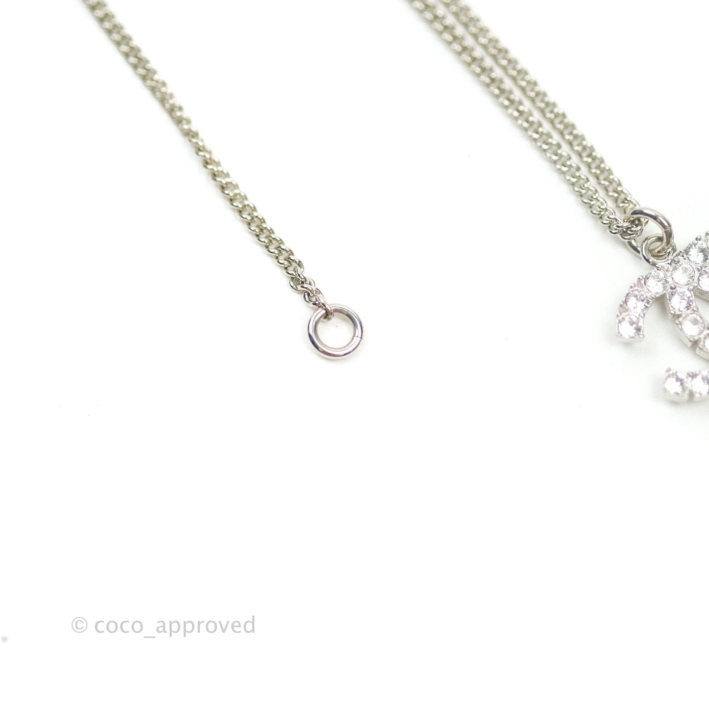 Chanel Crystal Silver CC Drop Necklace 18S