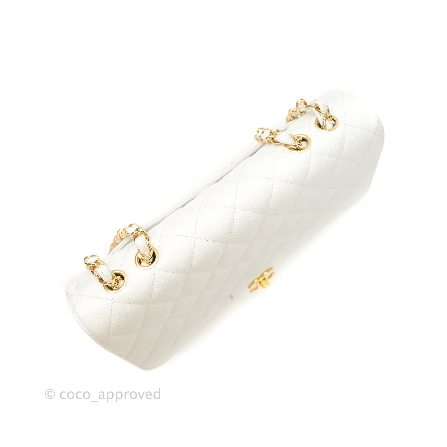 Chanel Jumbo Single Flap White Caviar Gold Hardware⁣⁣