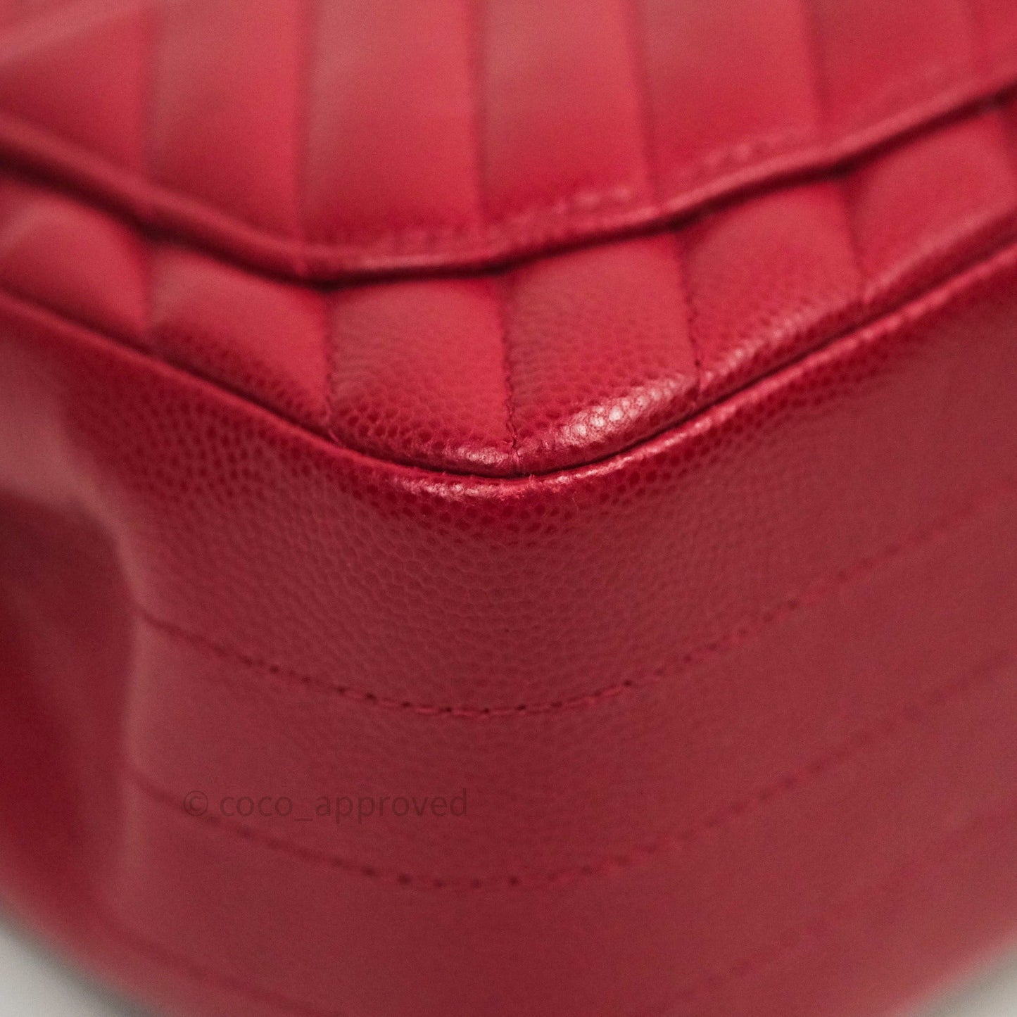 Chanel Mini Square Red Chevron Caviar Gold Hardware