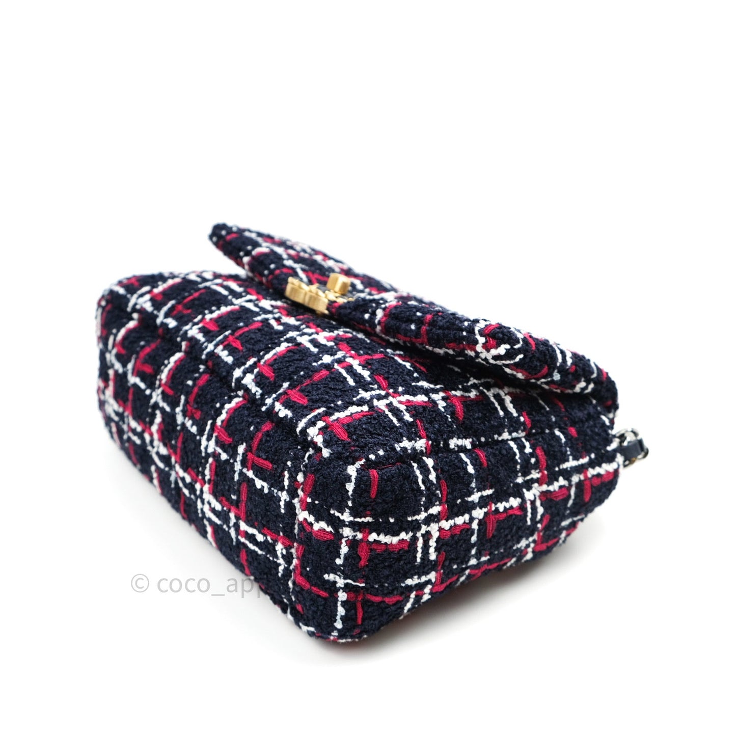 Chanel 19 Small Tweed Red Navy Mixed Hardware