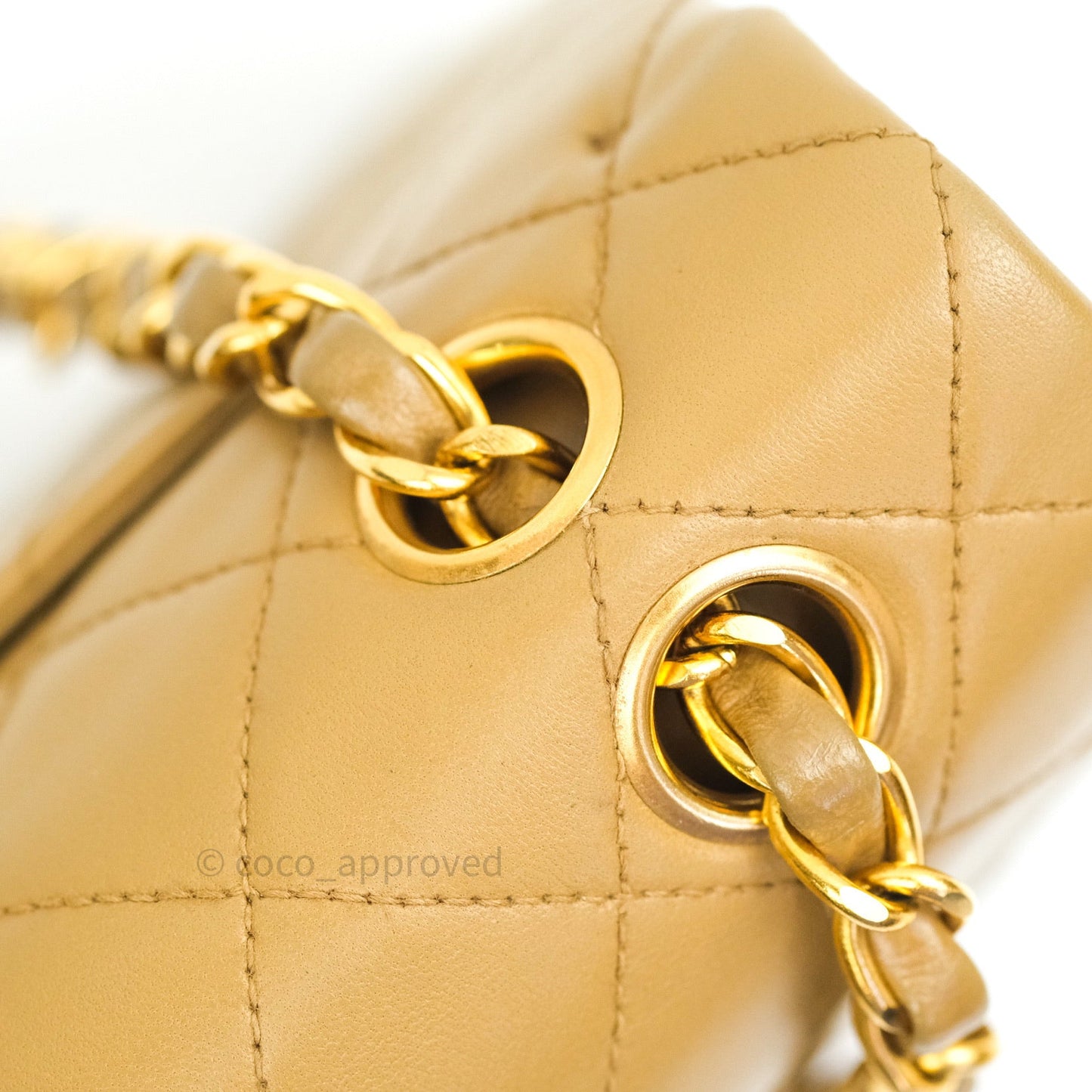Chanel Classic Vintage Small S/M Flap Beige Lambskin 24K Gold Hardware