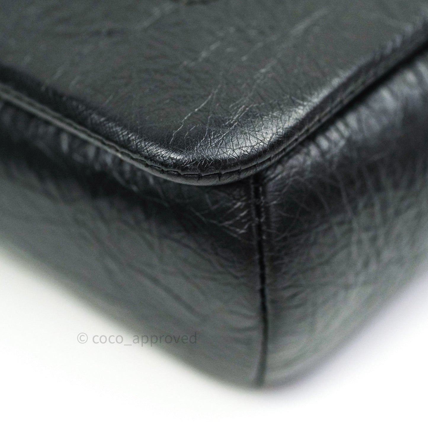 Chanel Bi Quilted Crumpled Calfskin Black Silver Hardware