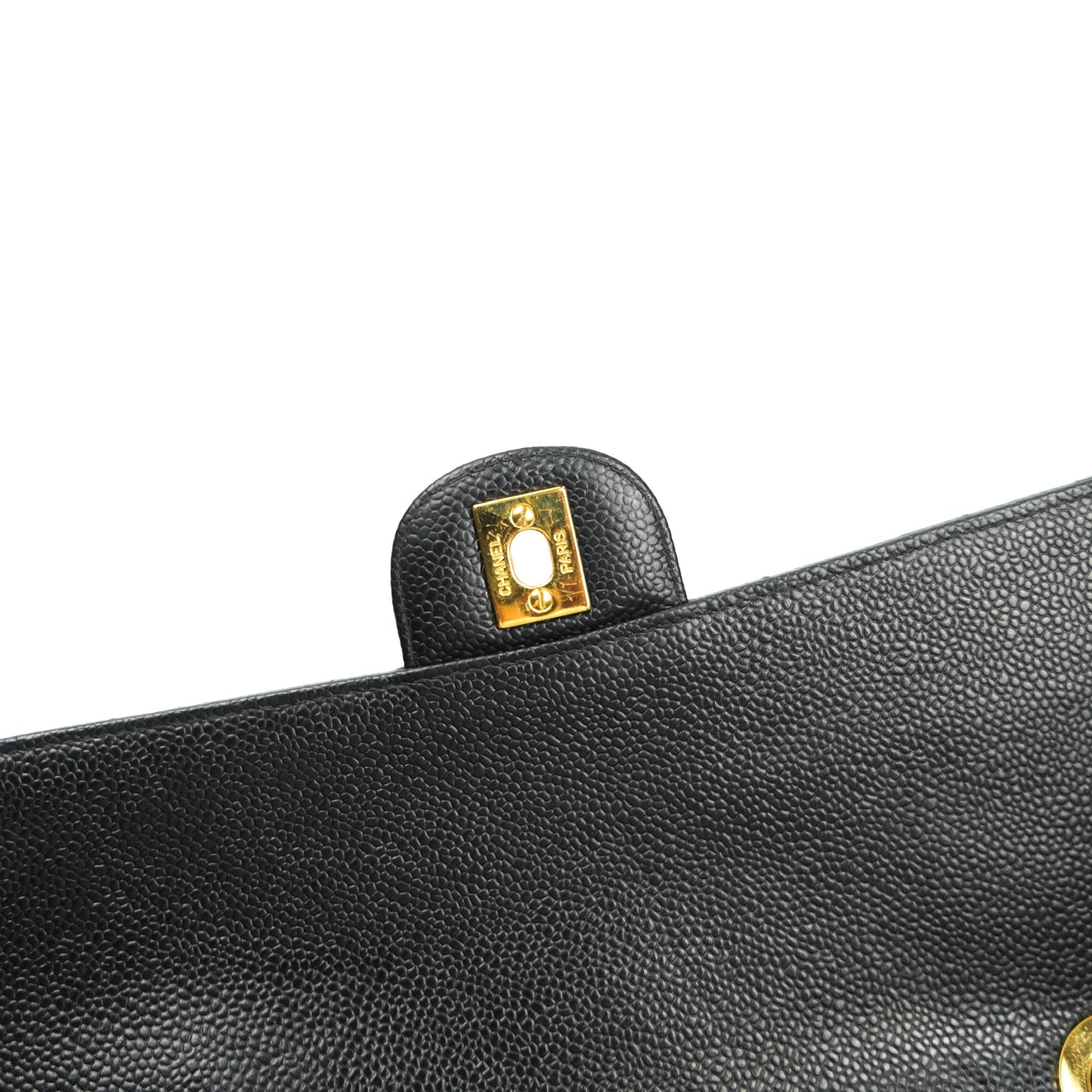 Chanel Classic Vintage Jumbo Single Flap Black Caviar 24K Gold Hardware