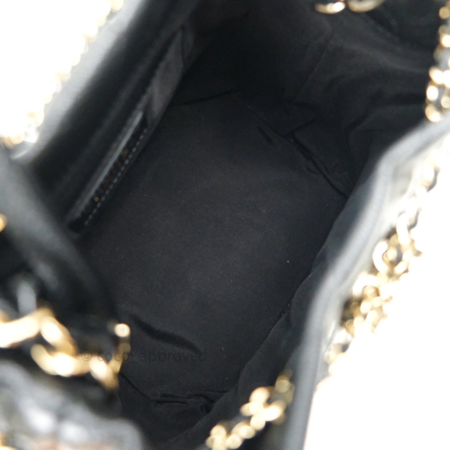 Chanel Caviar Quilted Rolled Up Bucket Drawstring Bag Black Gold Hardware