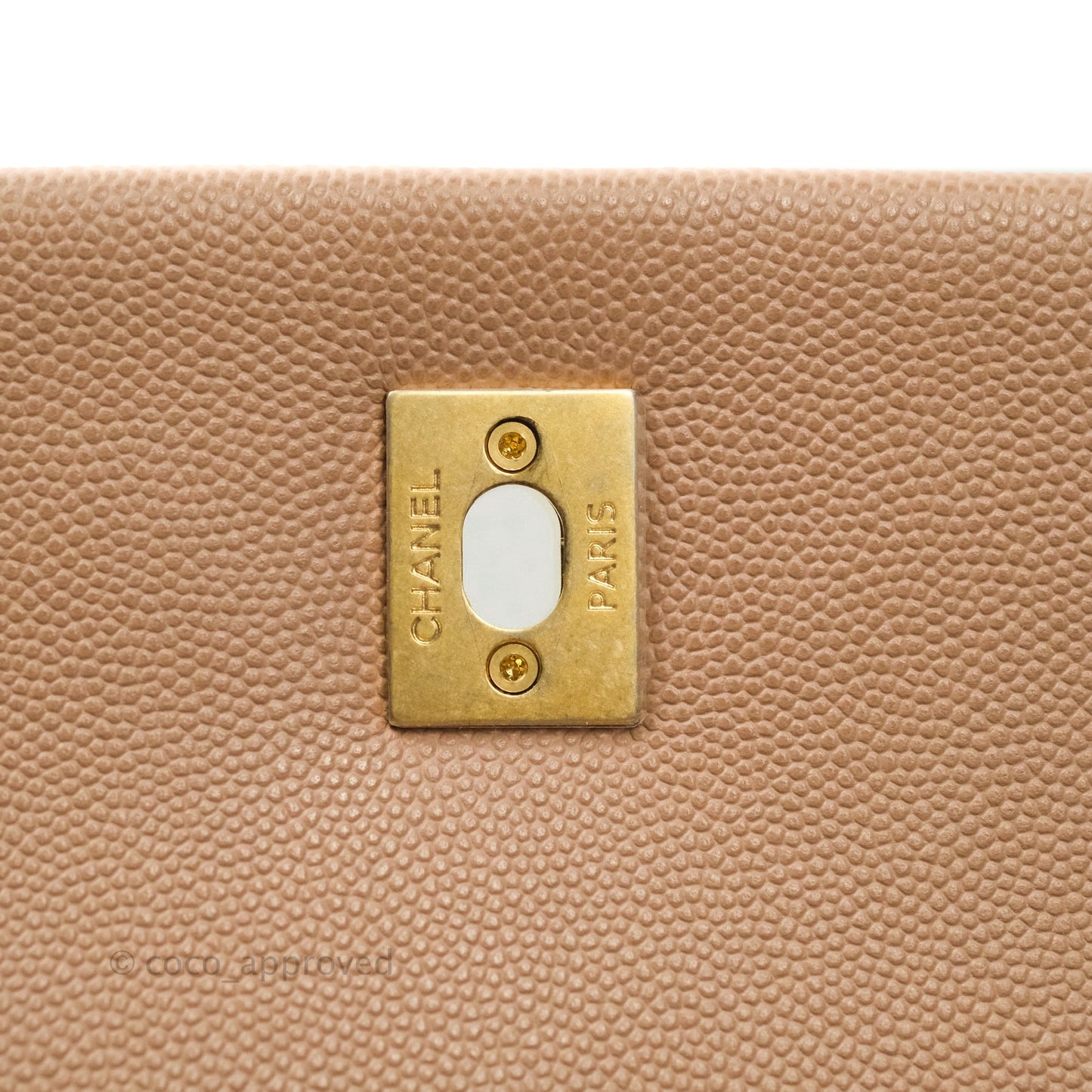 Chanel Small Coco Handle Quilted Beige Caviar Aged Gold Hardware