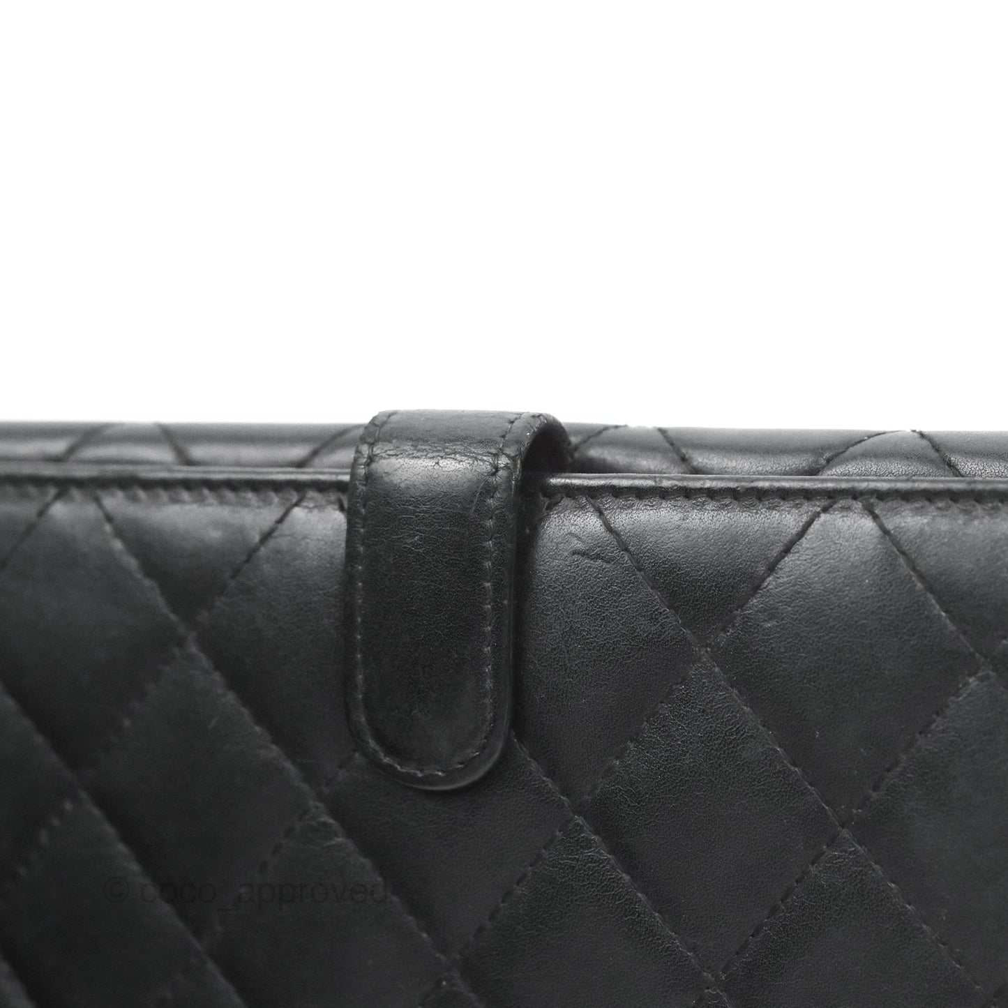 Chanel Quilted Cambon Ligne Flap Wallet Black Lambskin Patent
