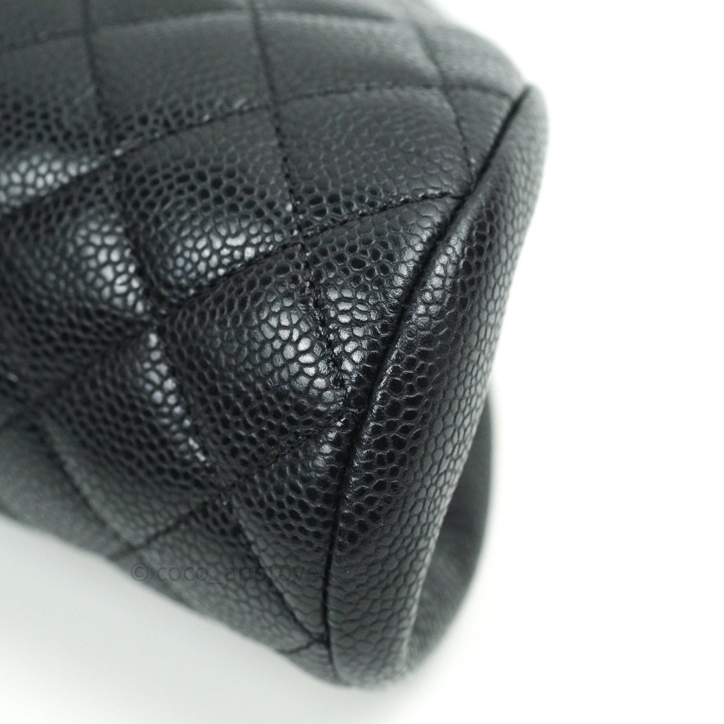 Chanel Quilted Timeless Kisslock Clutch Black Caviar Silver Hardware