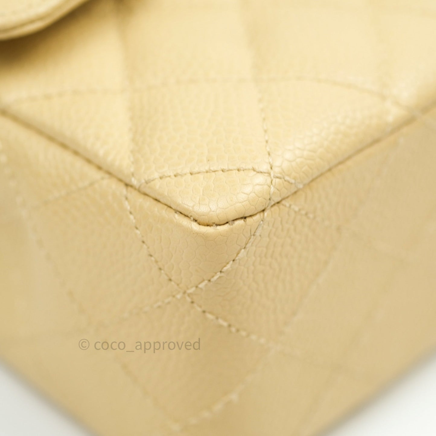 Chanel Vintage Classic Double Flap M/L Beige Caviar 24K Gold Hardware