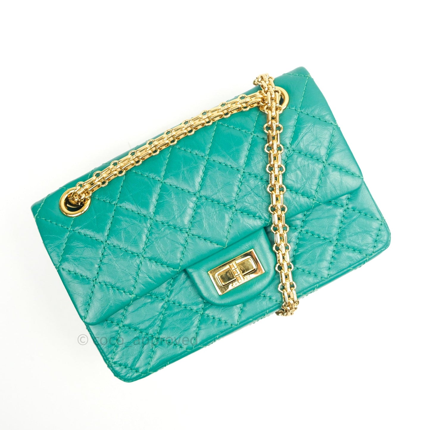 Chanel Mini Reissue 224 Green Aged Calfskin Gold Hardware