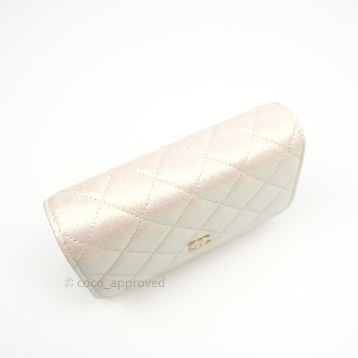 Chanel Quilted Mini Wallet on Chain WOC Iridescent Ivory Gold Hardware 20A