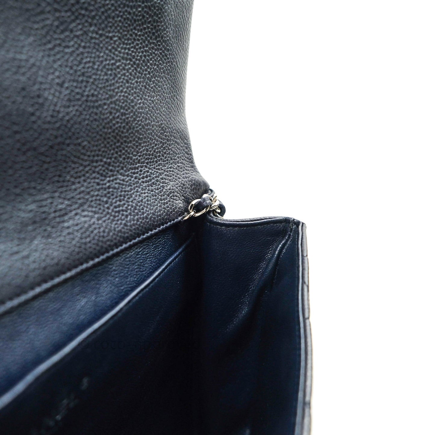 Chanel Quilted Clutch with Chain Dark Navy Caviar Silver Hardware