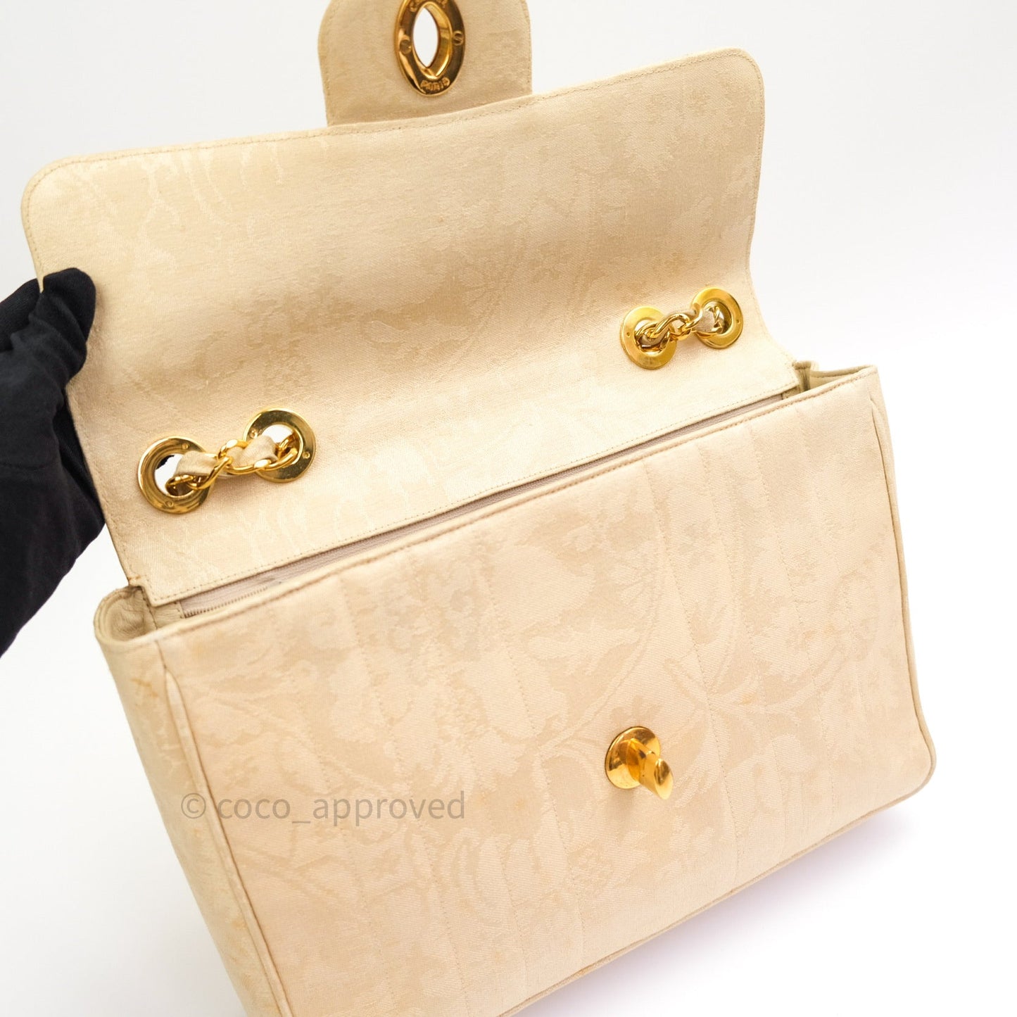 Chanel Vintage XL Jumbo Single Flap Gold Silk 24K Gold Hardware